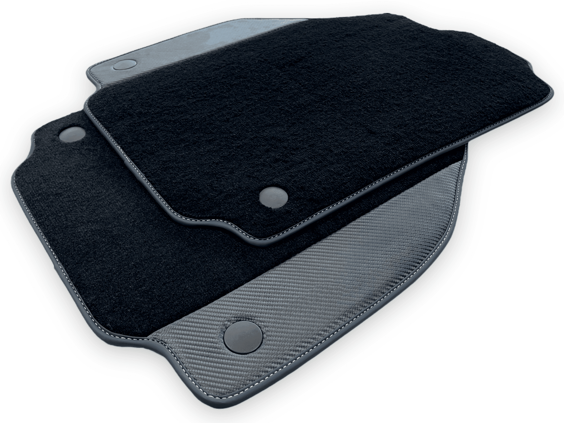 Black Floor Mats For Ferrari 458 Italia 2009-2015 With Carbon Fiber Leather - AutoWin