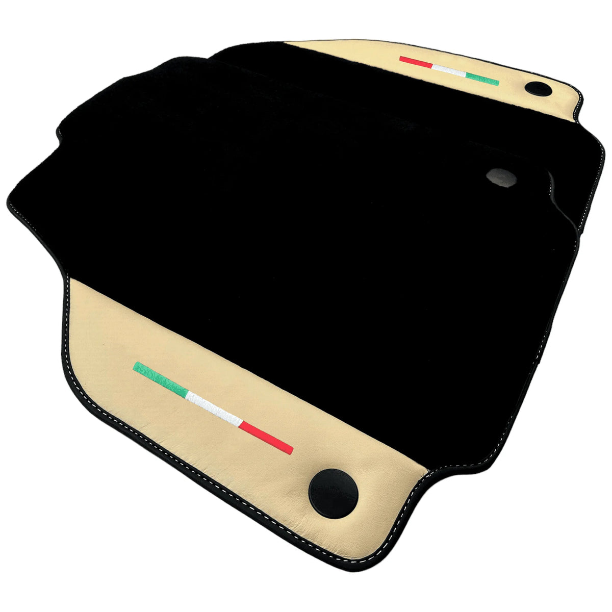 Black Floor Mats for Ferrari 458 Spider (2012-2015) with Crema Nappa Leather | Italian Edition - AutoWin