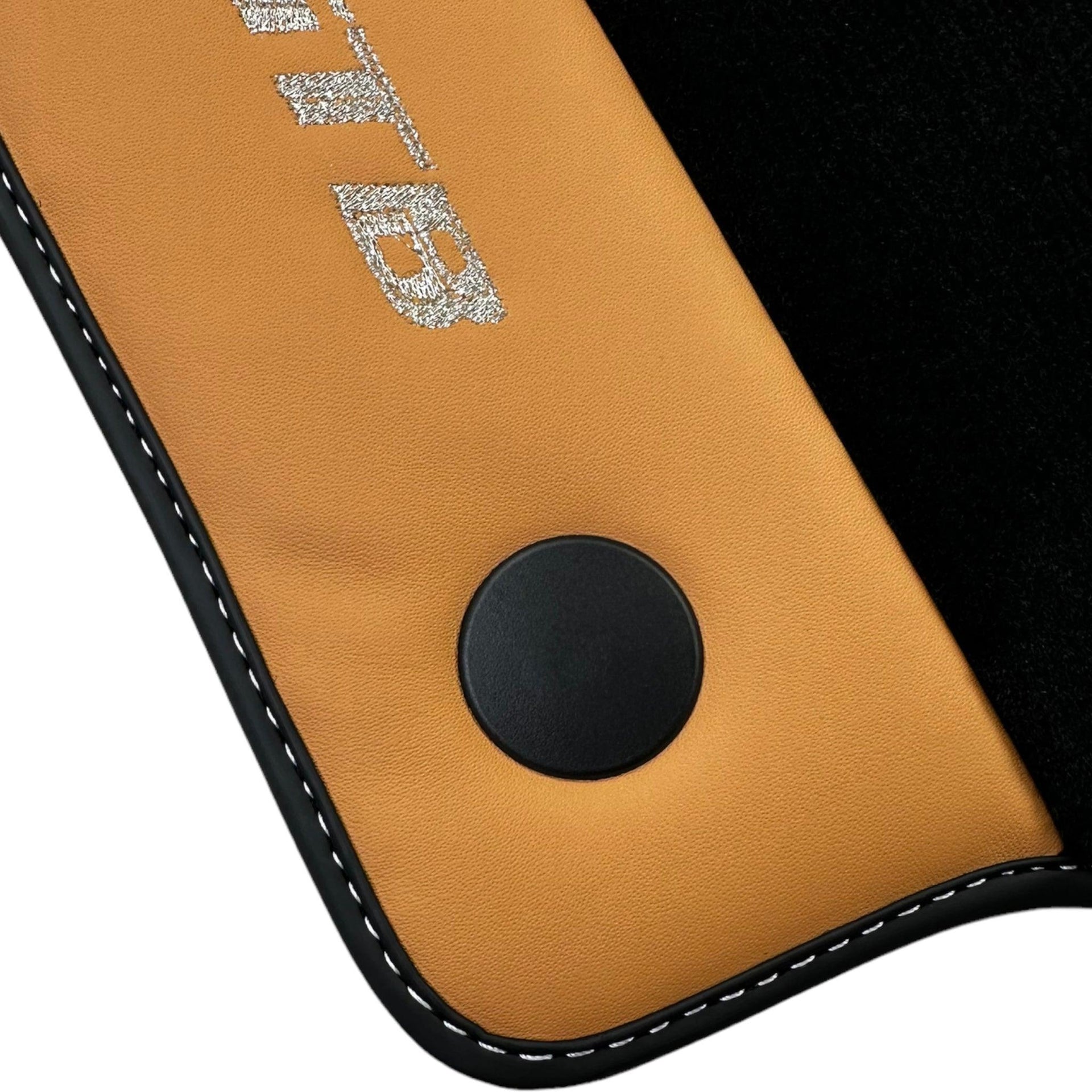 Black Floor Mats for Ferrari 488 GTB (2015-2022) with Beige Tradizione Nappa Leather - AutoWin