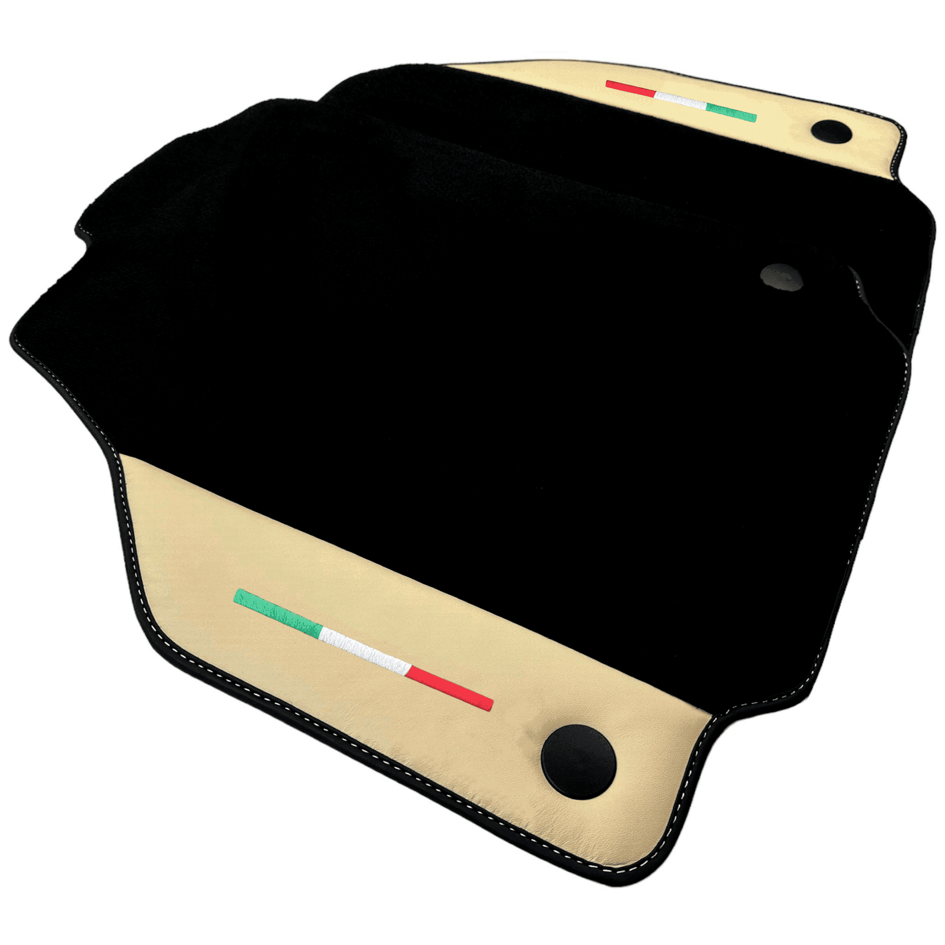 Black Floor Mats for Ferrari 488 Pista Spider (2019-2021) with Crema Nappa Leather - AutoWin