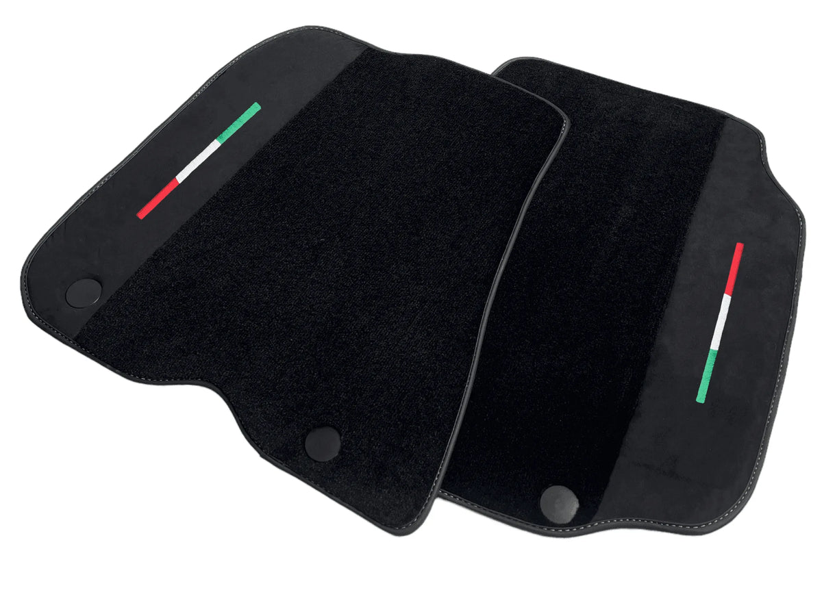 Black Floor Mats For Ferrari 812 GTS (2019-2023) With Alcantara Leather Yellow Edition