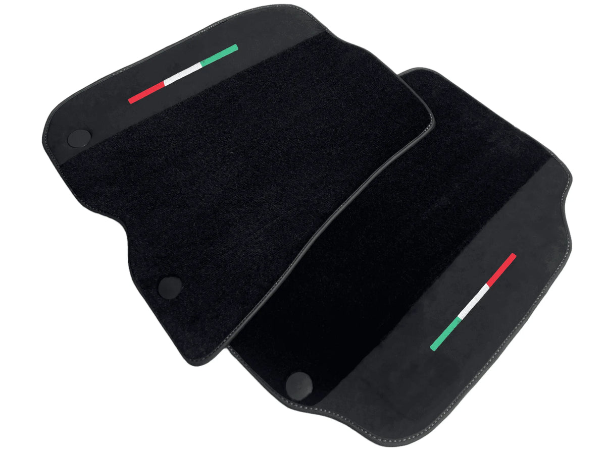 Black Floor Mats For Ferrari 812 GTS (2019-2023) With Alcantara Leather Yellow Edition