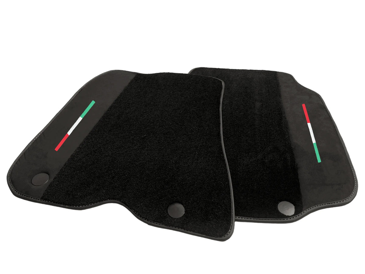 Black Floor Mats For Ferrari 812 GTS (2019-2023) With Alcantara Leather Yellow Edition