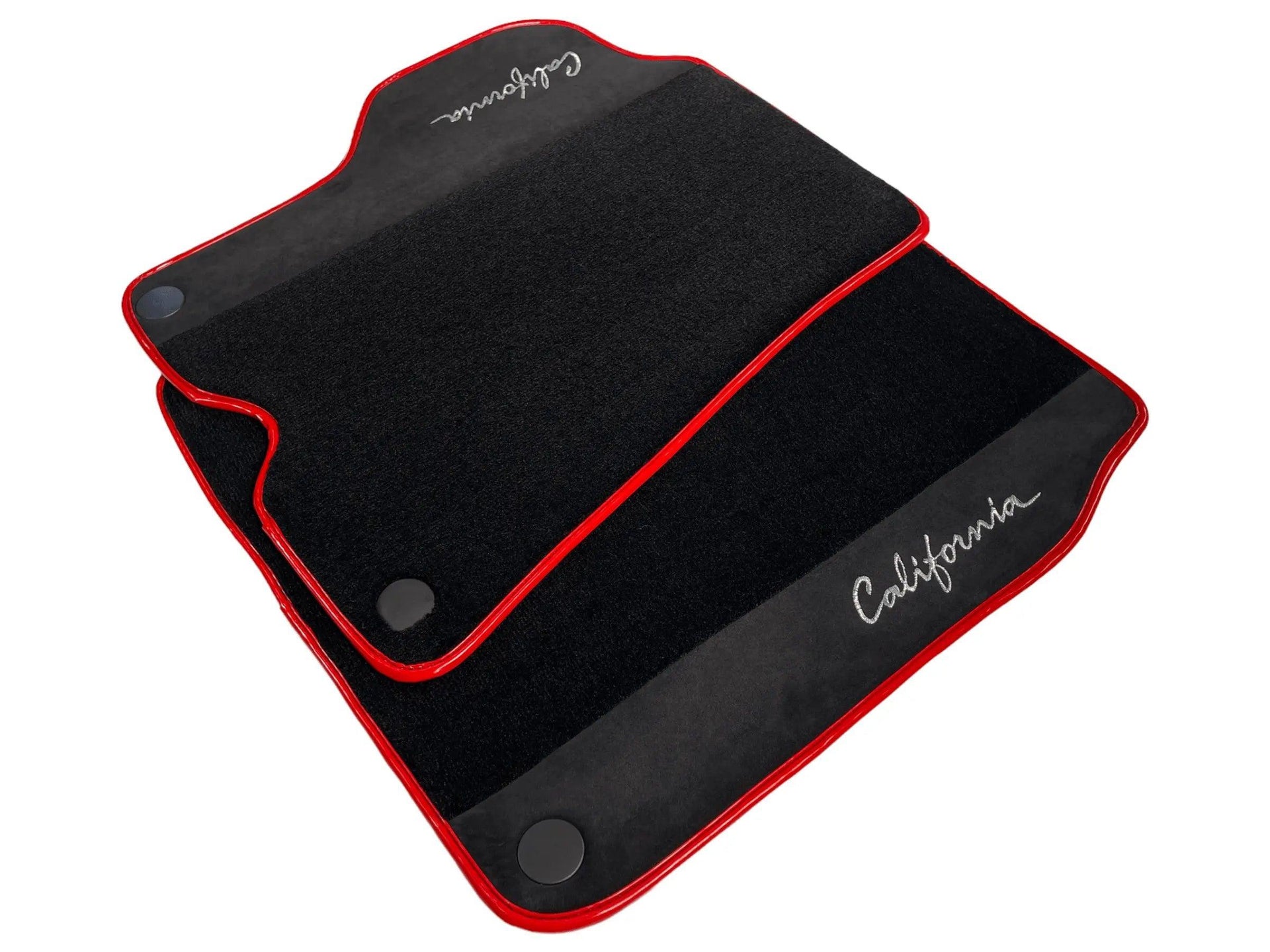 Black Floor Mats For Ferrari California 2008-2014 With Alcantara Red Trim - AutoWin