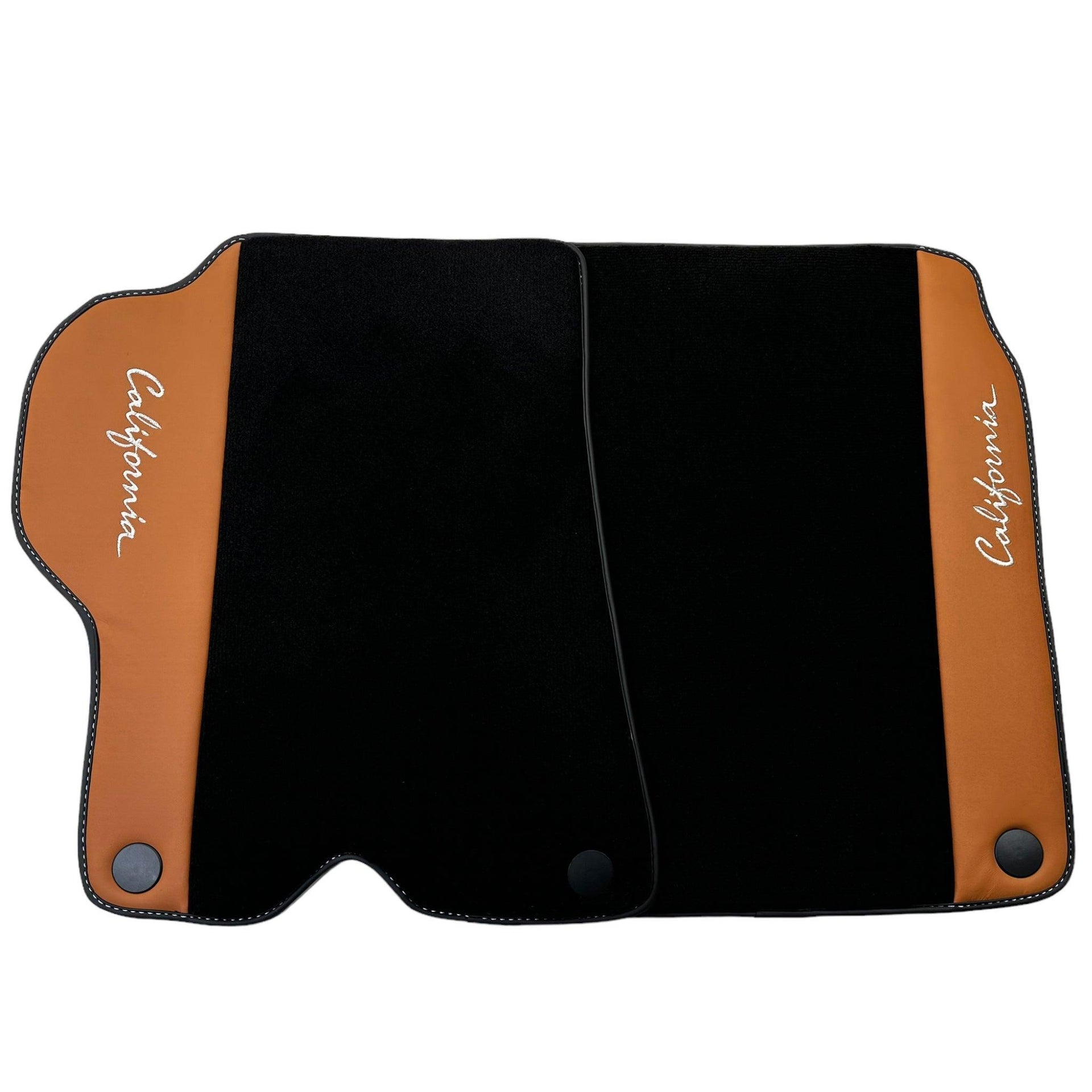 Black Floor Mats for Ferrari California (2008-2014) with Cuoio Nappa Leather - AutoWin