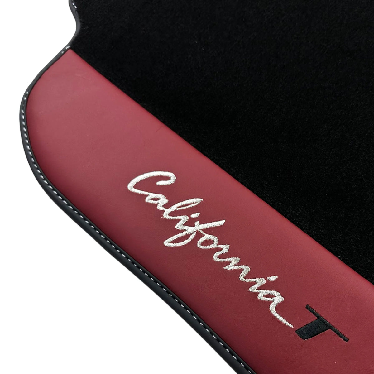 Black Floor Mats for Ferrari California T (2015–2018) Bordeaux Nappa Leather - AutoWin