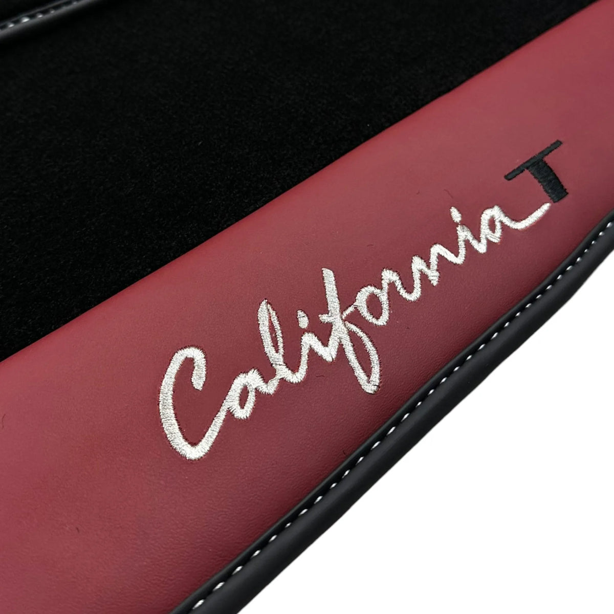 Black Floor Mats for Ferrari California T (2015–2018) Bordeaux Nappa Leather - AutoWin