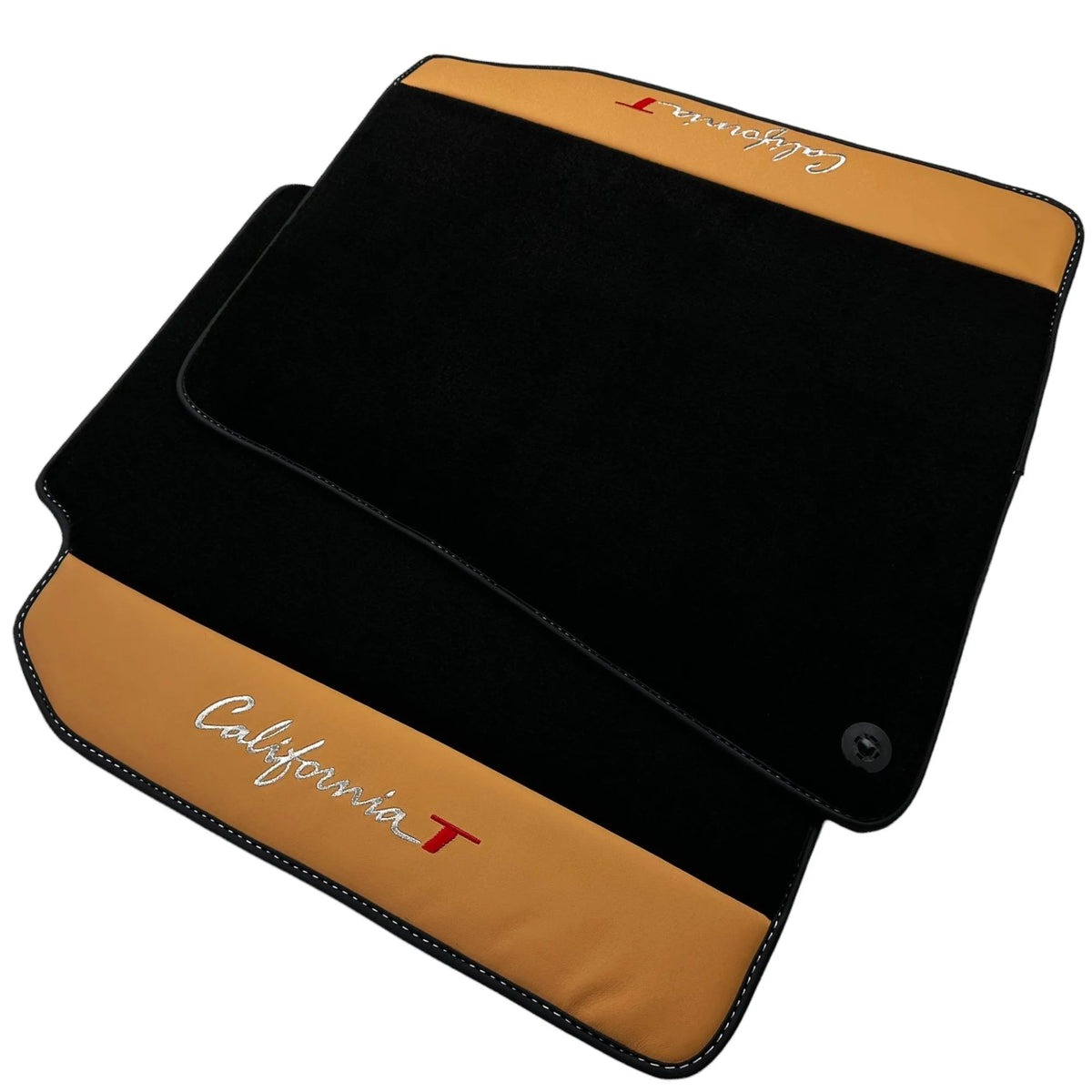 Black Floor Mats for Ferrari California T (2015-2018) with Beige Nappa Leather - AutoWin