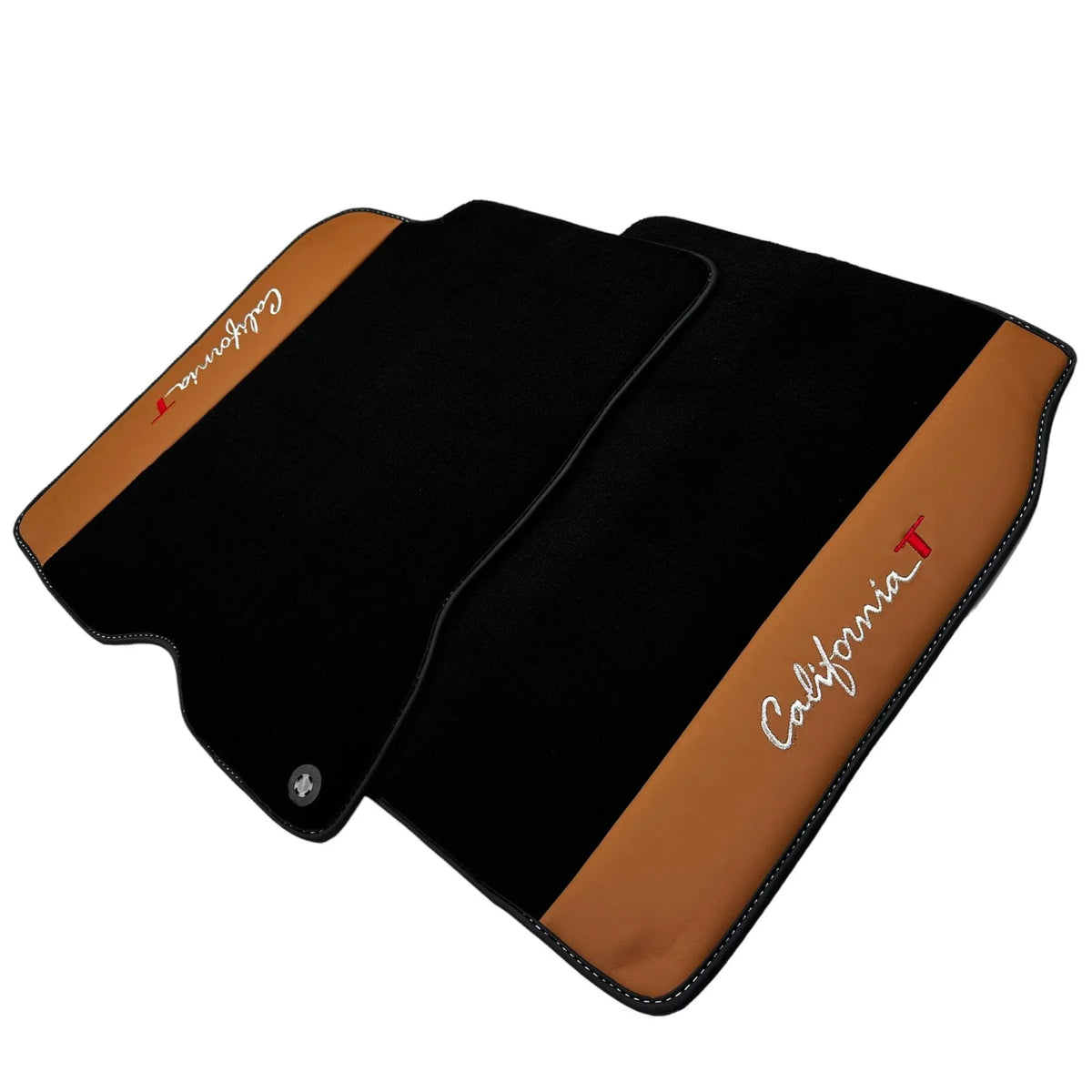 Black Floor Mats for Ferrari California T (2015-2018) with Cuoio Nappa Leather - AutoWin