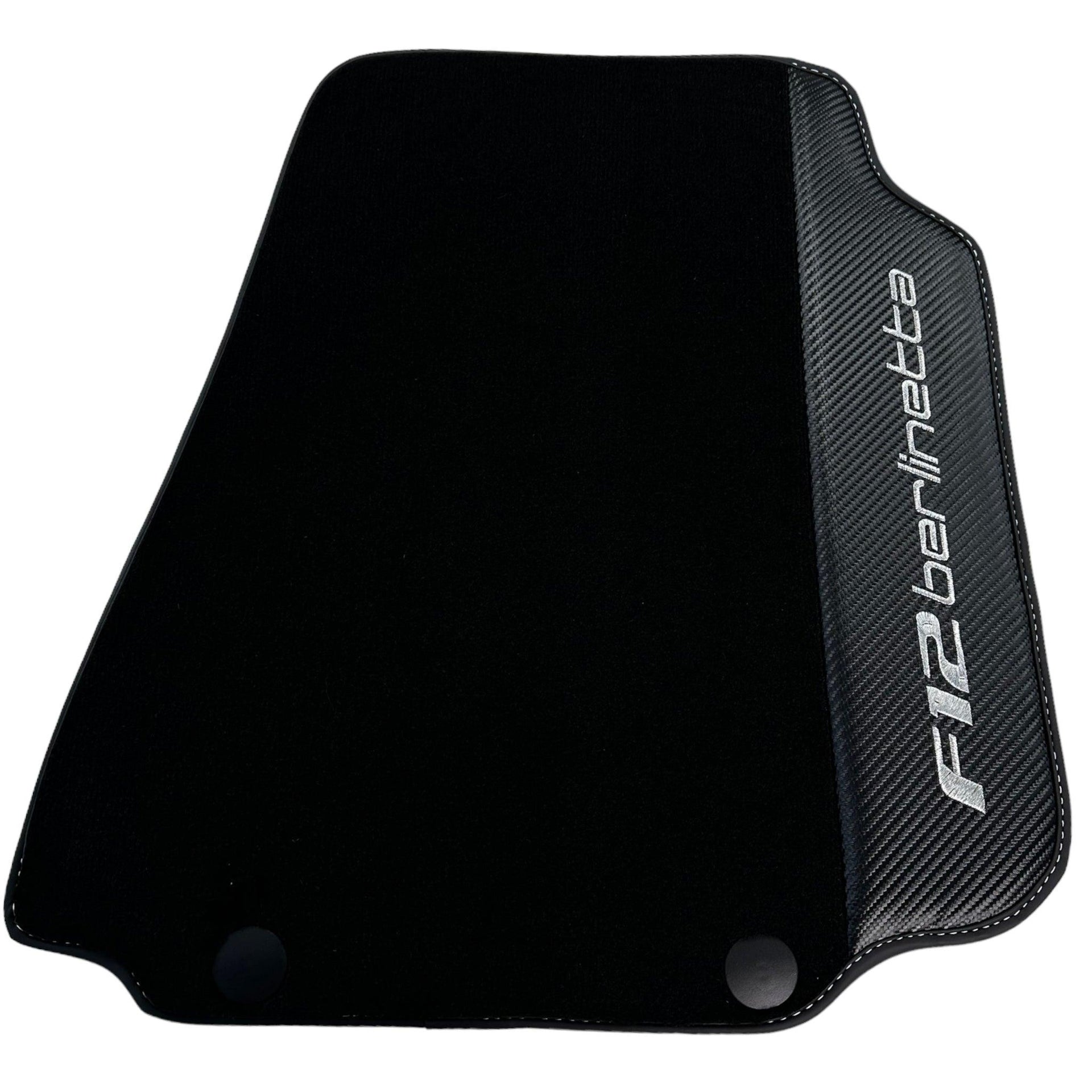 Black Floor Mats for Ferrari F12 Berlinetta (2012-2022) with Carbon Leather - AutoWin