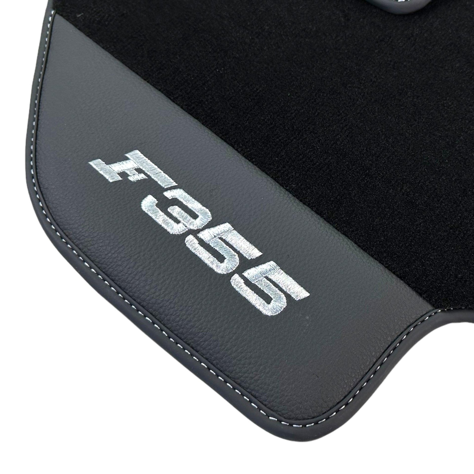 Black Floor Mats For Ferrari F355 1994-1999 With Leather - AutoWin