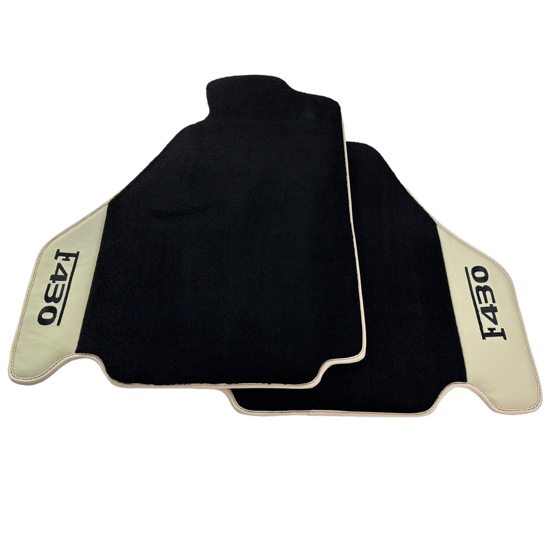 Black Floor Mats For Ferrari F430 2004-2009 With Beige Leather - AutoWin
