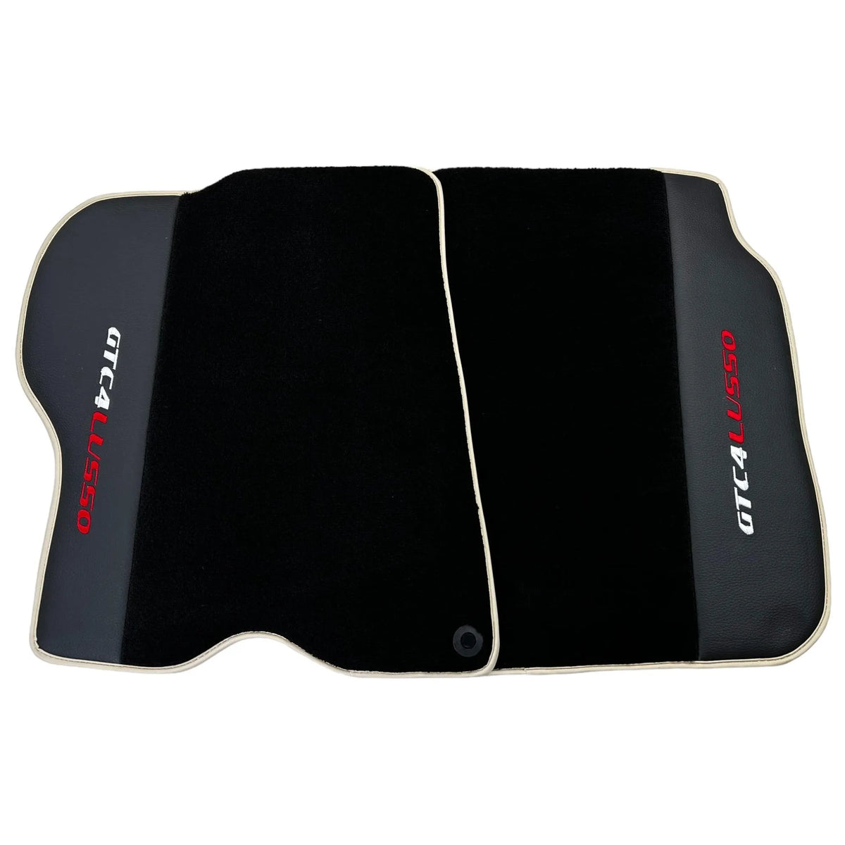 Black Floor Mats For Ferrari GTC4 Lusso (2016-2023) with Leather | Beige Trim - AutoWin