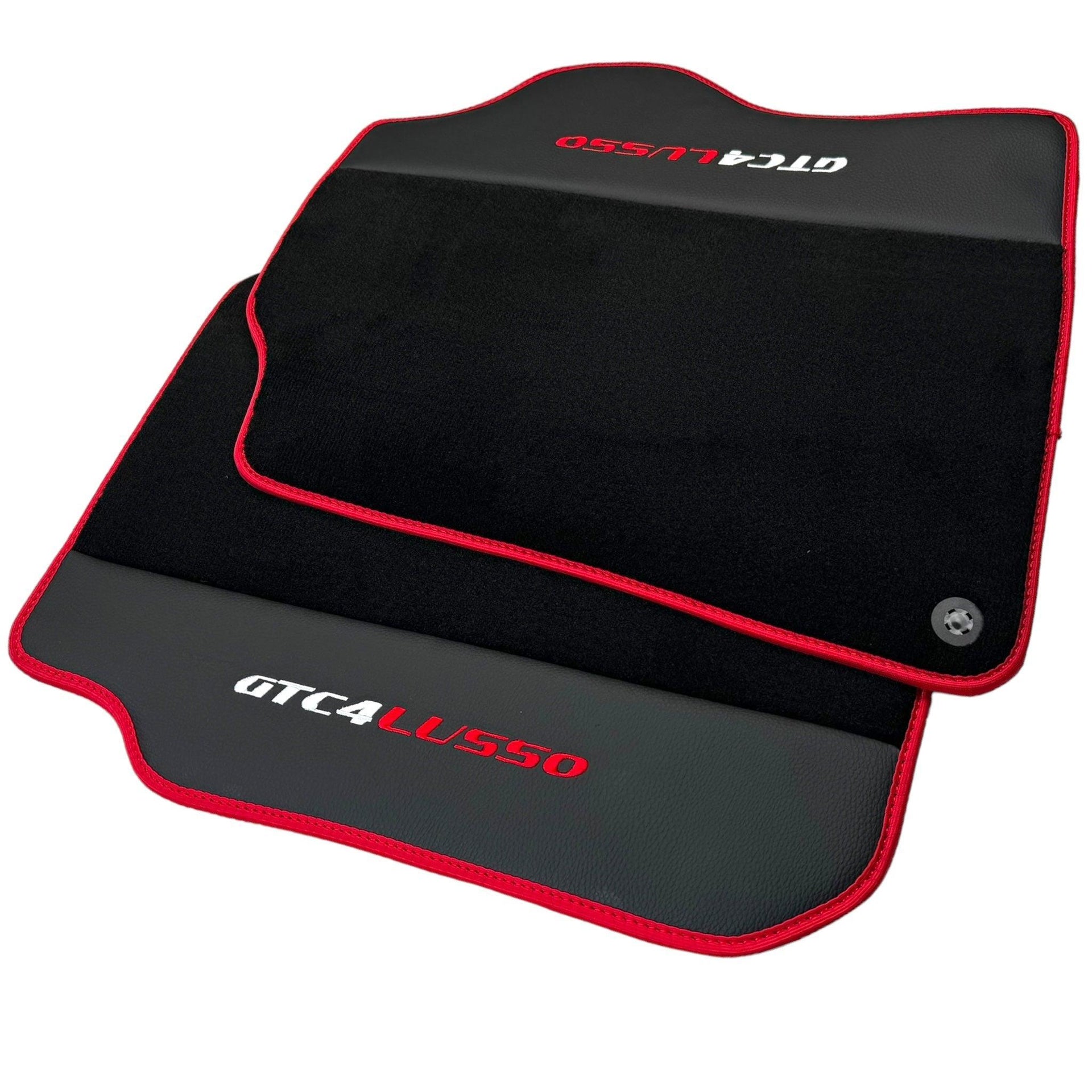 Black Floor Mats for Ferrari GTC4 Lusso with Leather and Red Trim | Right Hand Drive - AutoWin