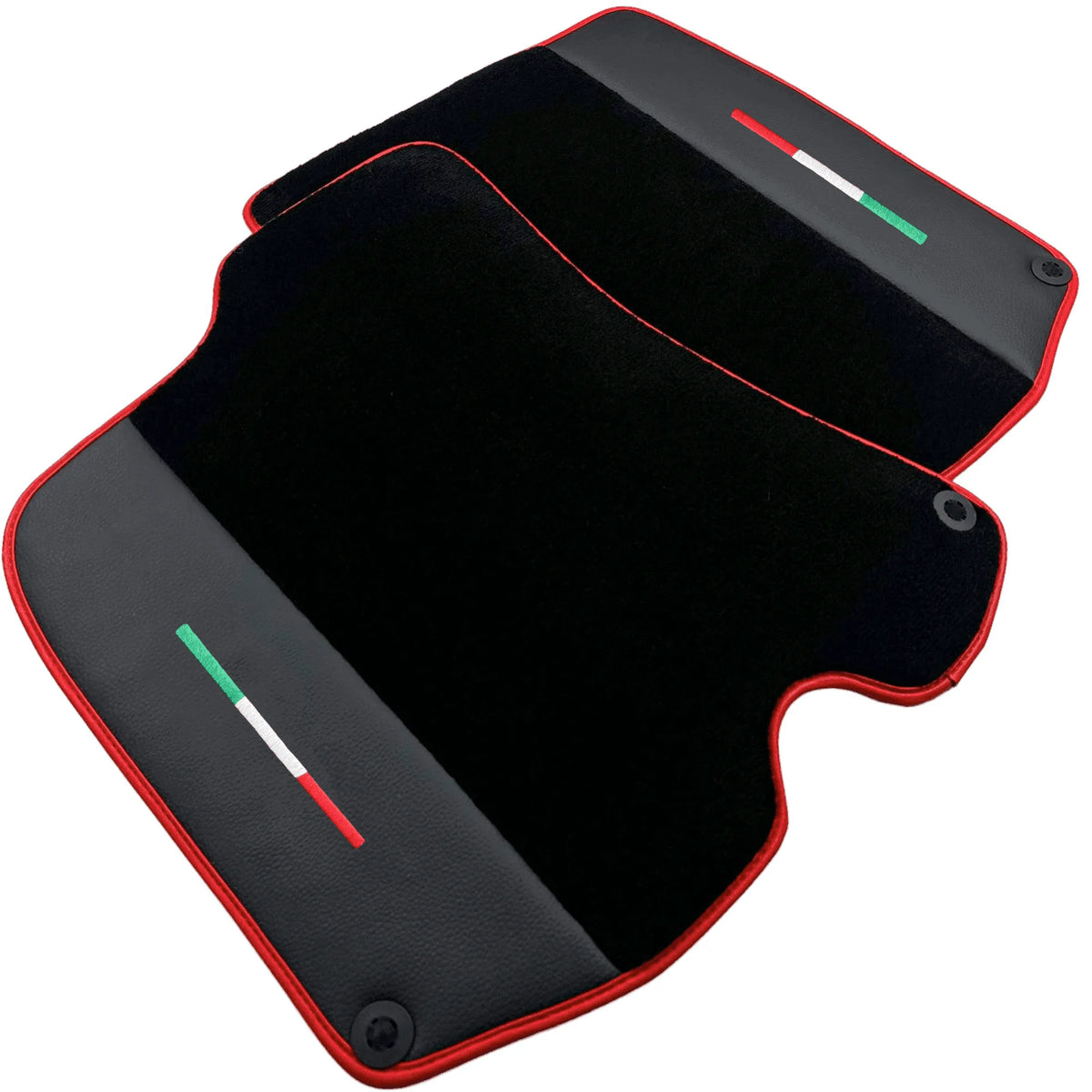 Black Floor Mats For Ferrari Portofino (2018-2023) With Leather and Red Trim