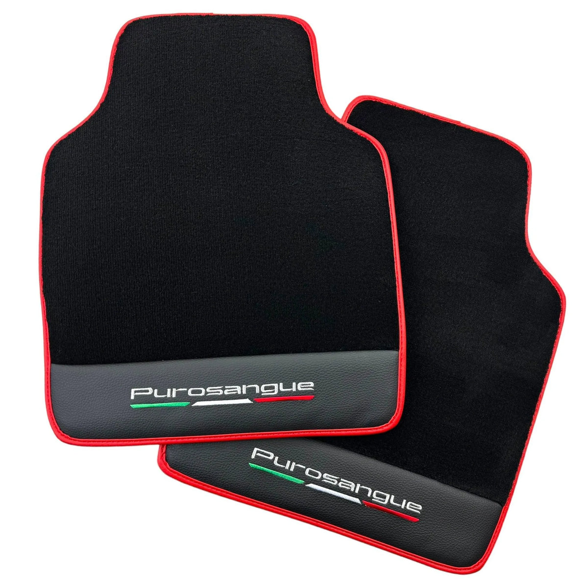 Black Floor Mats for Ferrari Purosangue with Leather and Red Trim | Italian Edition - AutoWin
