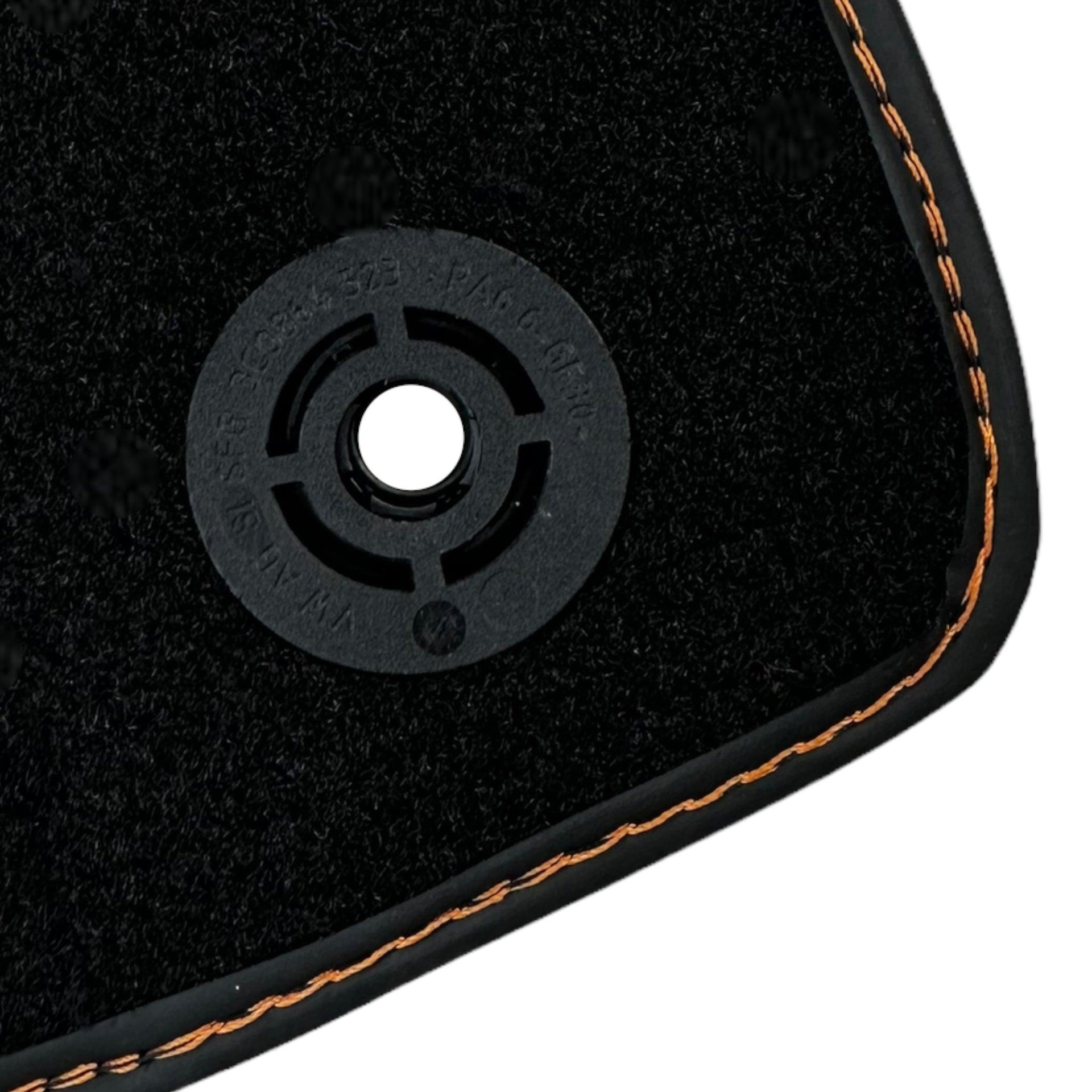 Black Floor Mats for Lamborghini Aventador with Orange (Arancia Mira) Nappa Leather - AutoWin