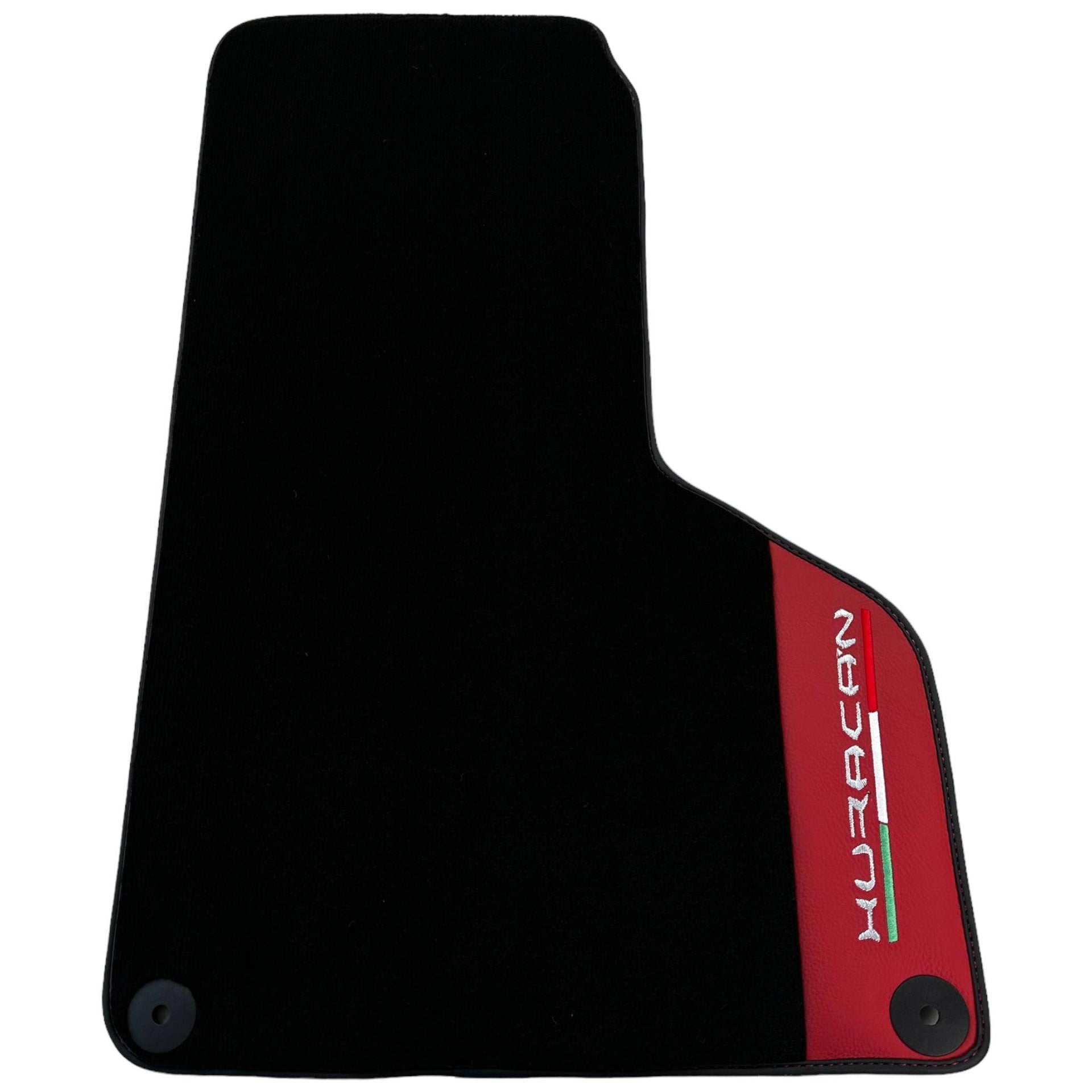 Black Floor Mats for Lamborghini Huracan With Red (Rosso Mysia) Leather - AutoWin