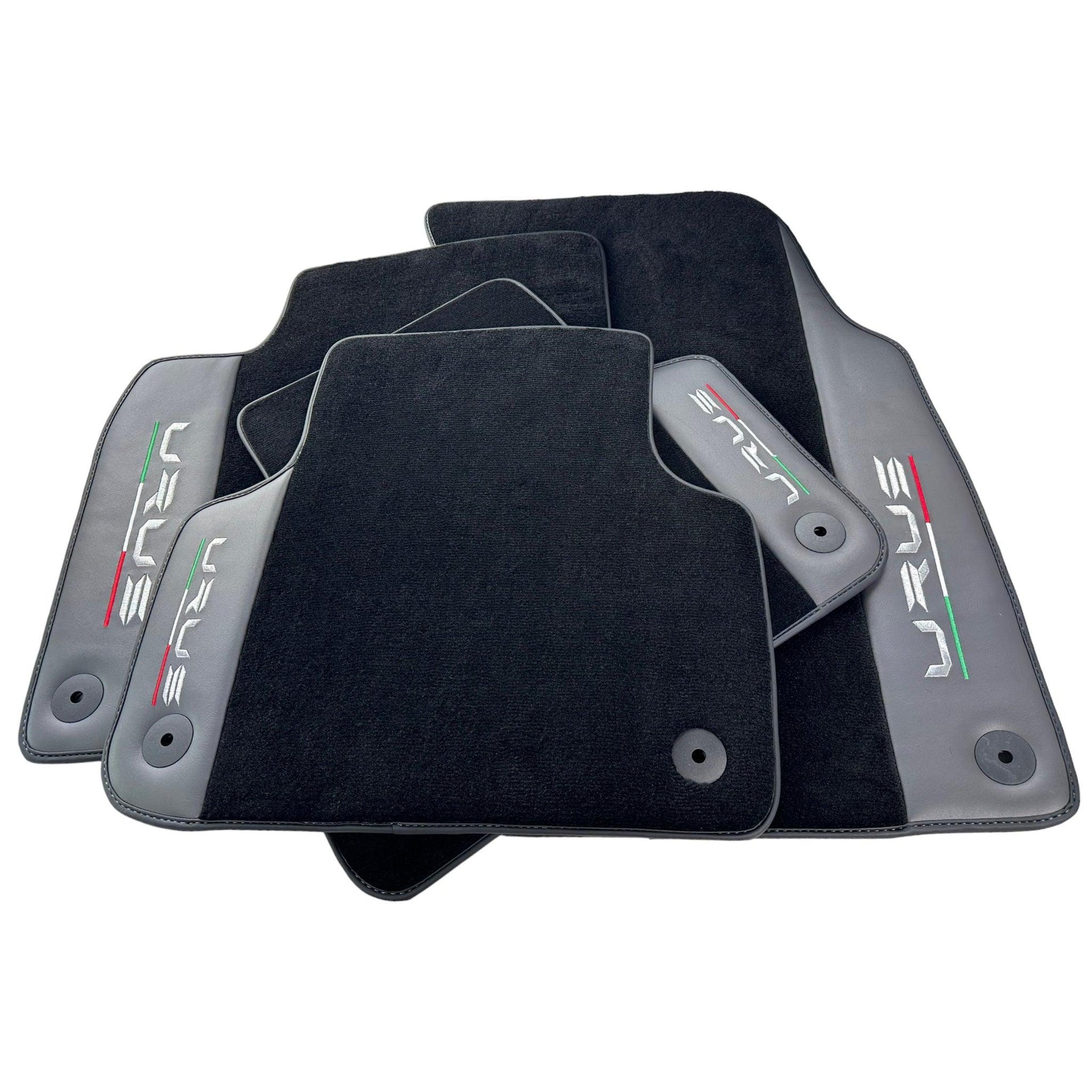 Black Floor Mats for Lamborghini Urus With Dark Gray Leather - AutoWin