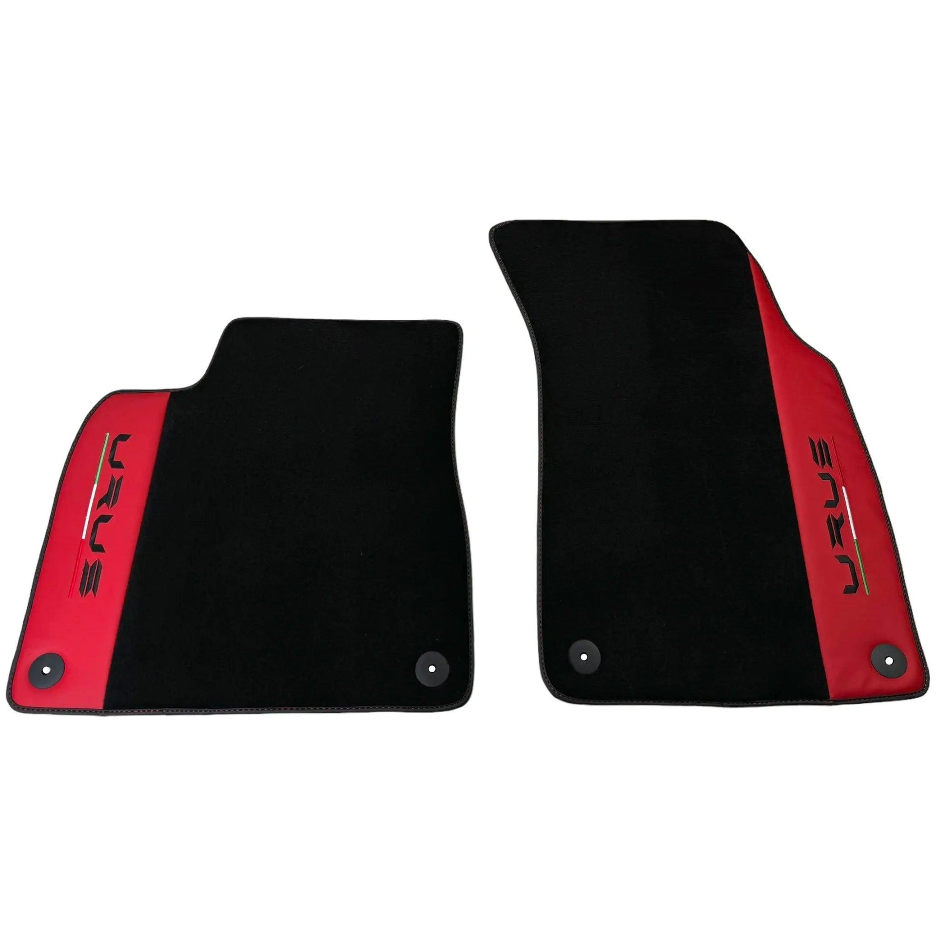 Black Floor Mats for Lamborghini Urus with Red Nappa Leather - AutoWin