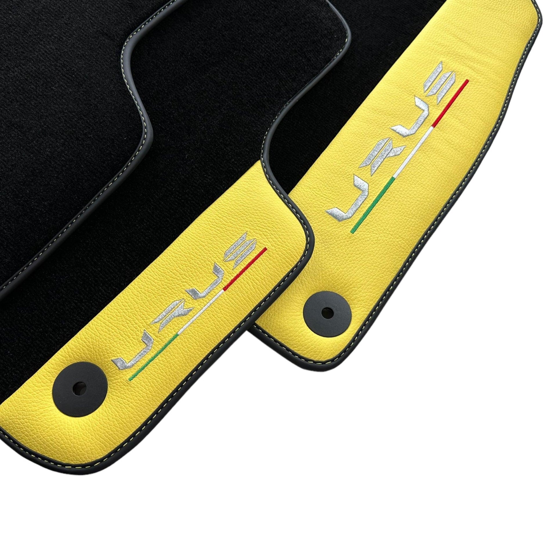 Black Floor Mats for Lamborghini Urus With Yellow Leather - AutoWin
