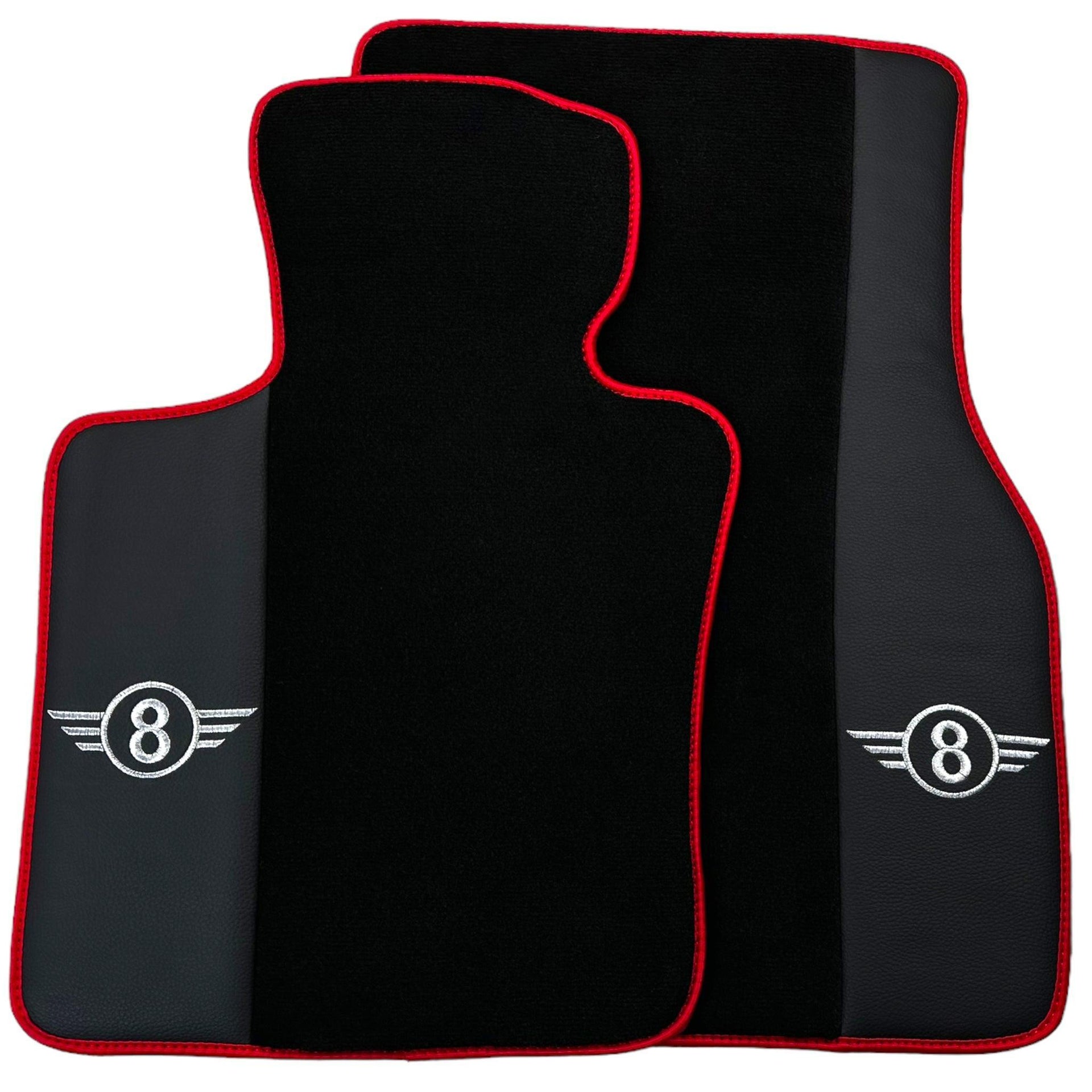 Black Floor Mats for Mini Clubman F54 (2019-2023) With Leather | Red Trim - AutoWin