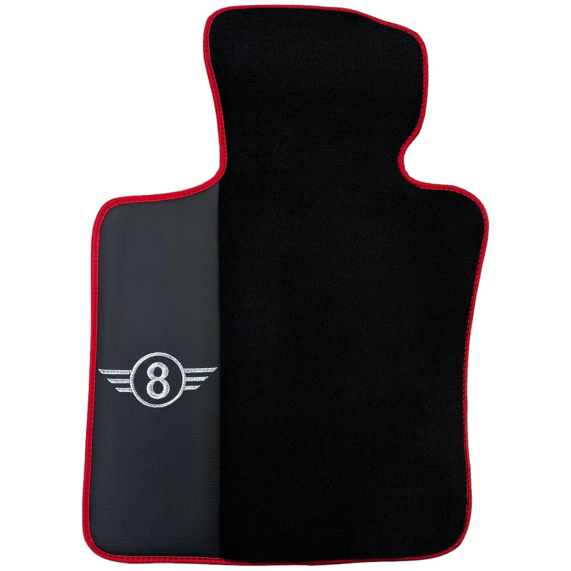 Black Floor Mats for Mini Clubman F54 (2019-2023) With Leather | Red Trim - AutoWin