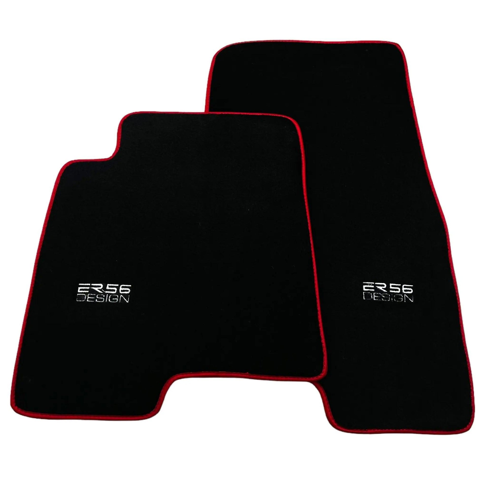Black Floor Mats For Mitsubishi Pajero III (2000-2004) ER56 Design with Red Trim - AutoWin