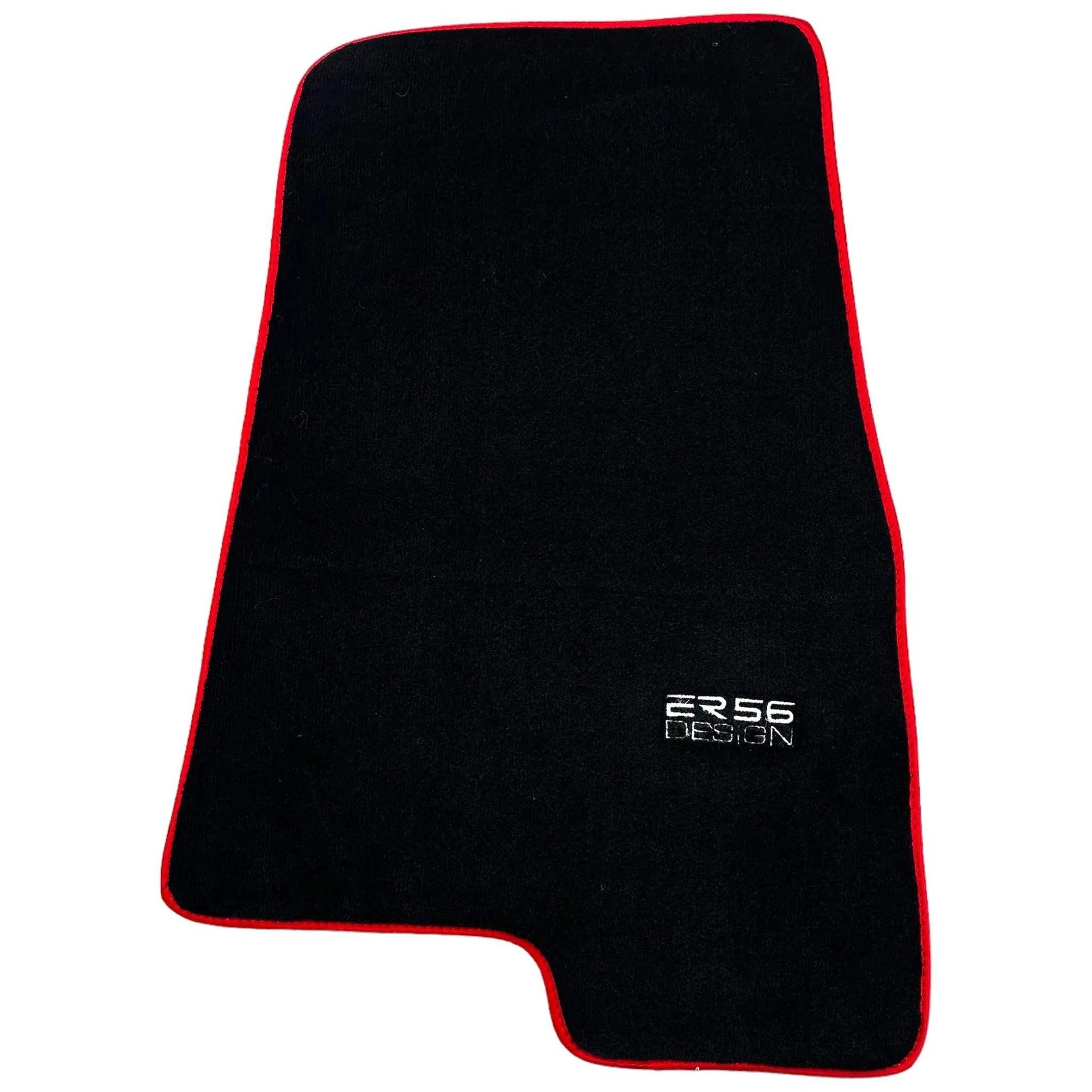 Black Floor Mats For Mitsubishi Pajero III (2000-2004) ER56 Design with Red Trim - AutoWin