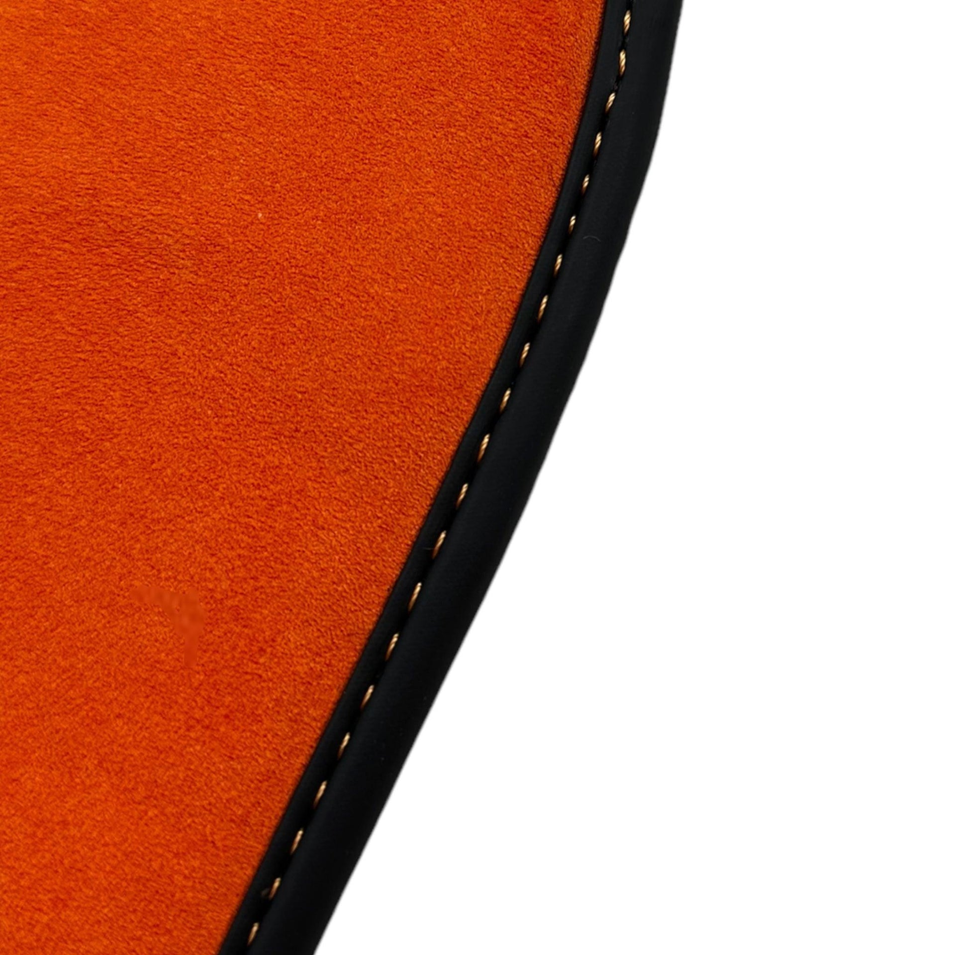 Black Floor Mats for Porsche Panamera (2017-2023) with Orange Alcantara Leather ER56 Design - AutoWin