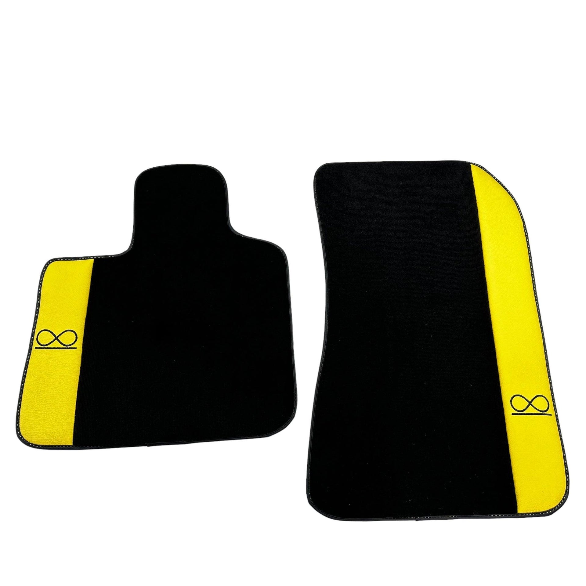 Black Floor Mats For Rolls Royce Black Badge Cullinan Yellow Leather - AutoWin