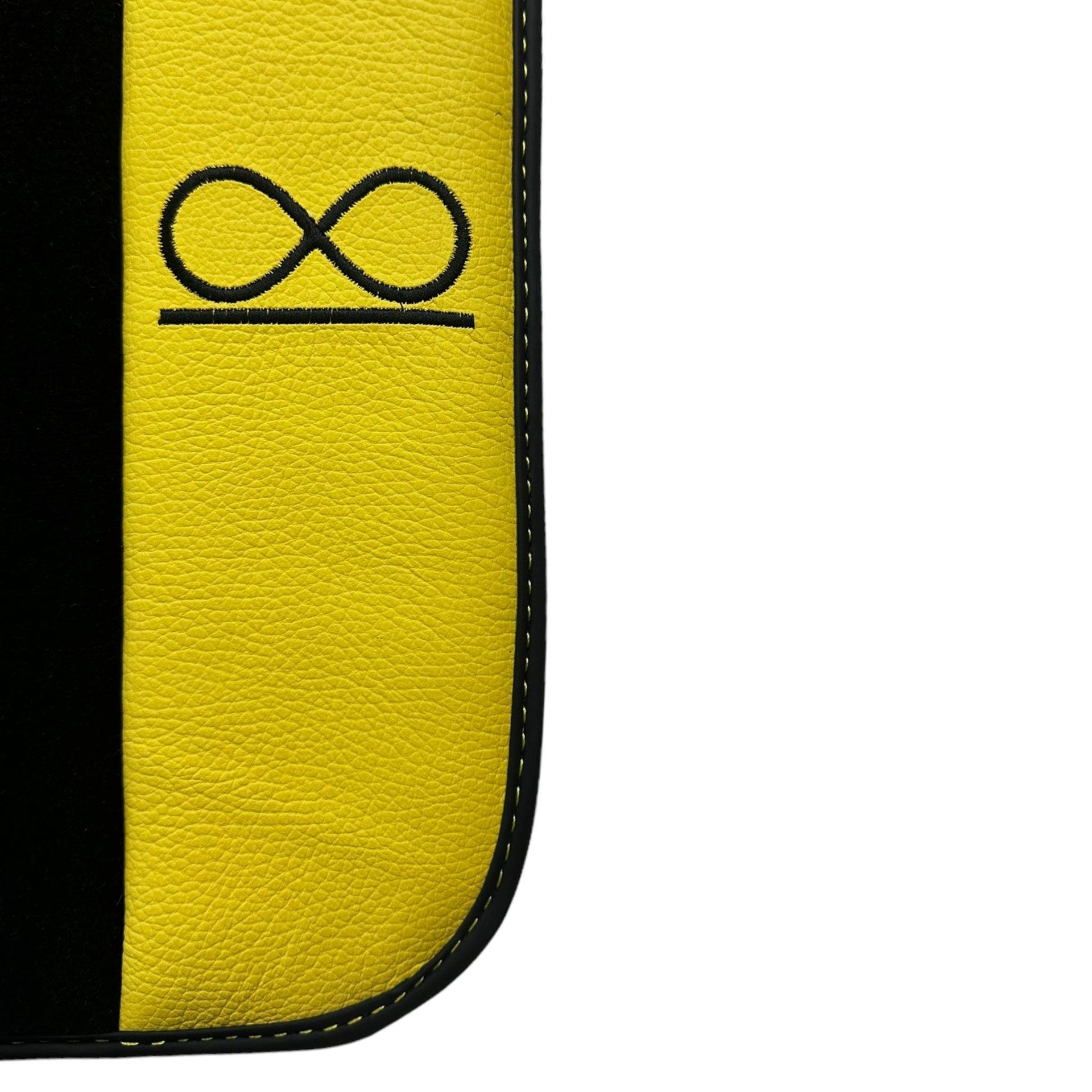 Black Floor Mats For Rolls Royce Black Badge Cullinan Yellow Leather - AutoWin