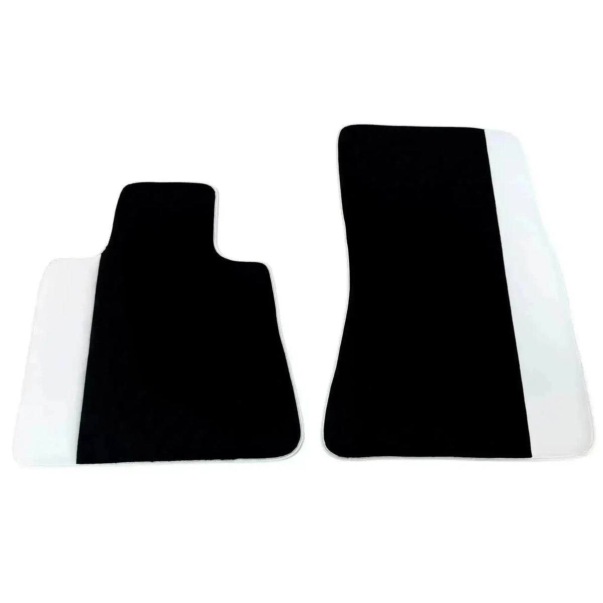 Black Floor Mats for Rolls Royce Phantom Sedan 2003-2016 with White Leather | White Trim