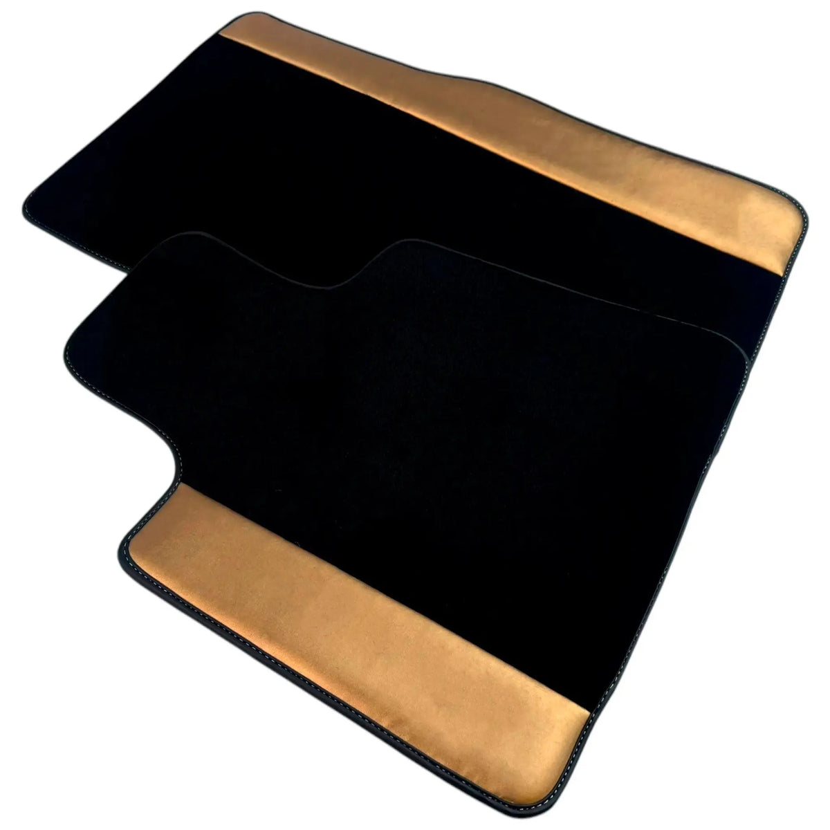 Black Floor Mats for Rolls Royce Phantom VIII (2017-2024) with Golden Leather