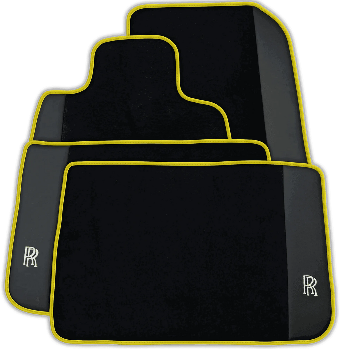 Black Floor Mats for Rolls Royce Shadow (1965-1977) with Leather | Various Trim Colors