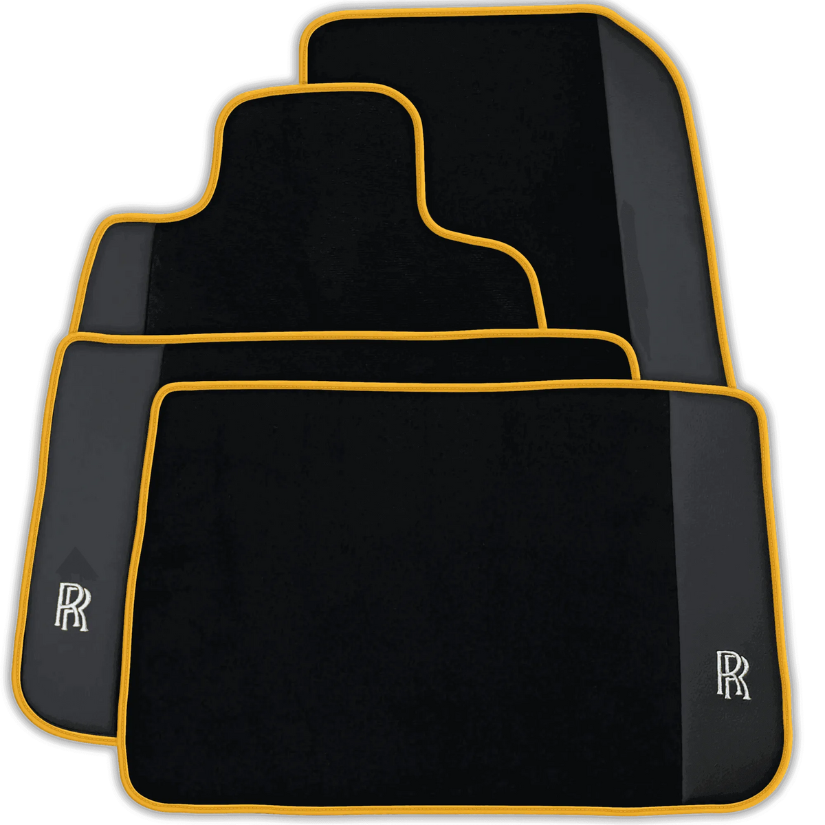 Black Floor Mats for Rolls Royce Shadow (1965-1977) with Leather | Various Trim Colors