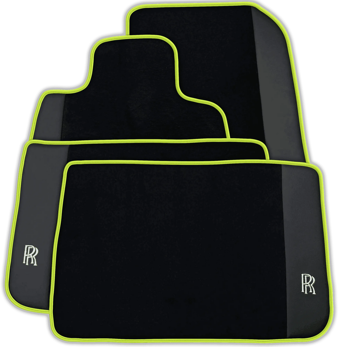 Black Floor Mats for Rolls Royce Shadow (1965-1977) with Leather | Various Trim Colors