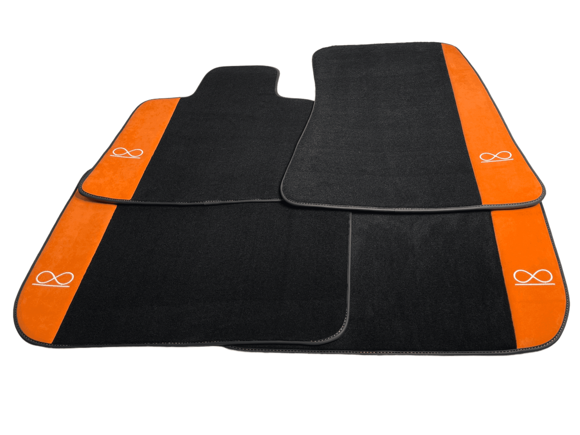 Black Floor Mats For Rolls Royce Spectre (2023-2024) Orange Alcantara Leather - AutoWin