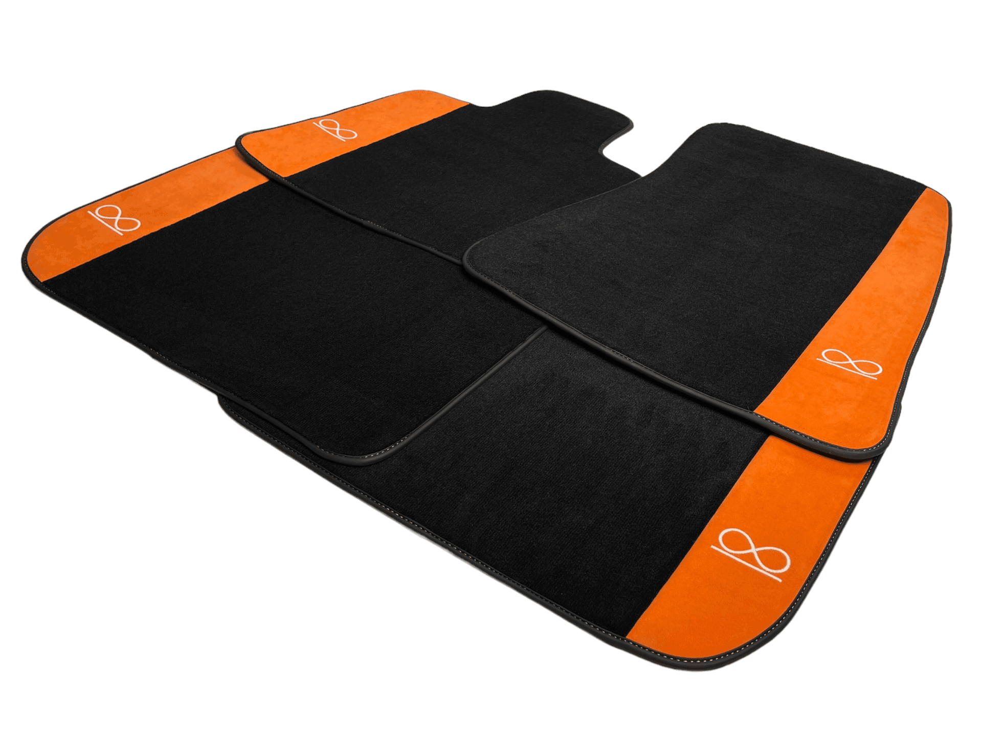 Black Floor Mats For Rolls Royce Spectre (2023-2024) Orange Alcantara Leather - AutoWin