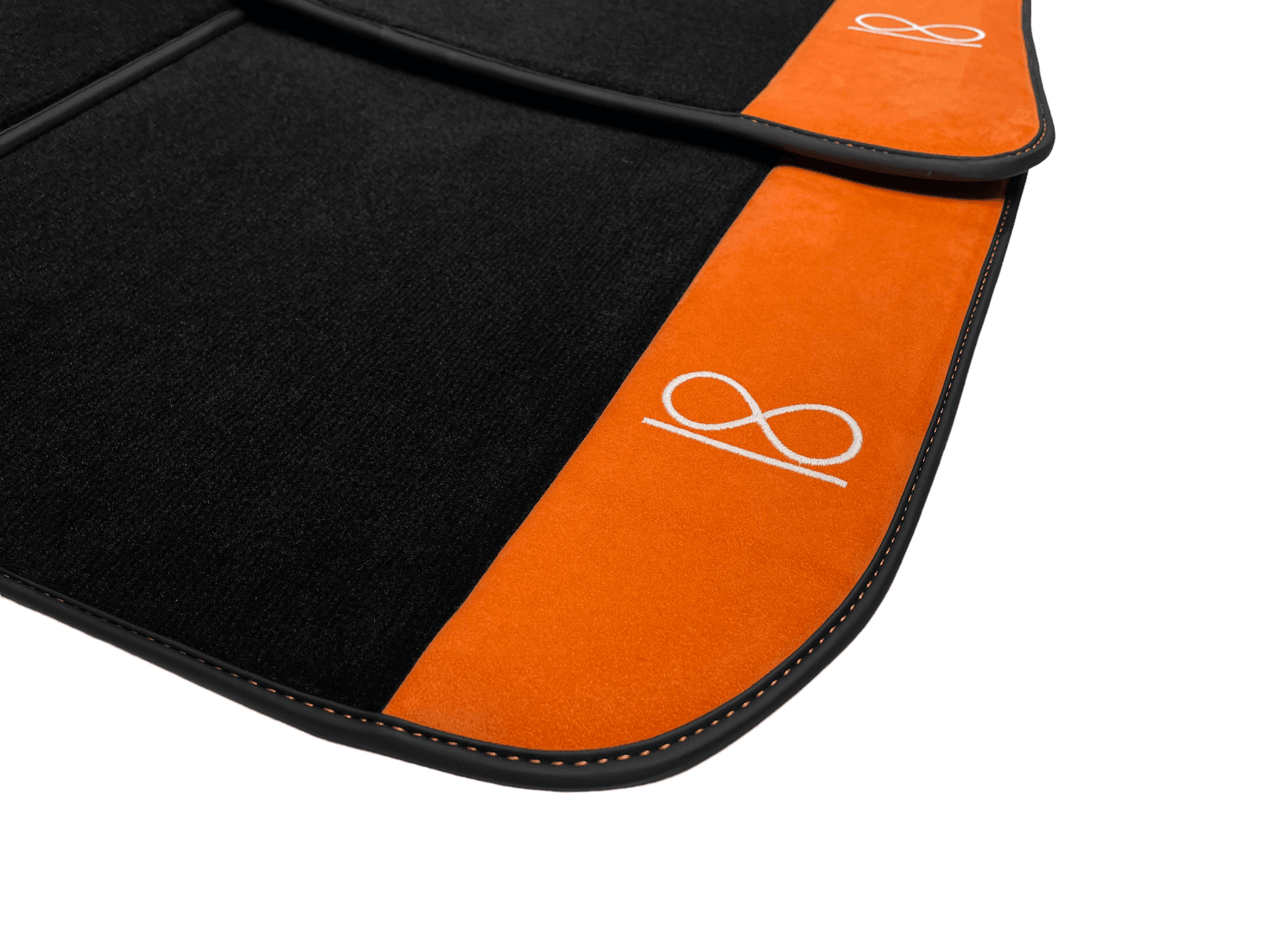 Black Floor Mats For Rolls Royce Spectre (2023-2024) Orange Alcantara Leather - AutoWin