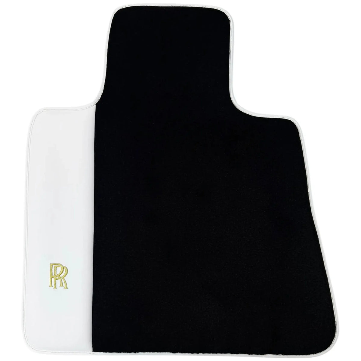 Black Floor Mats for Rolls Royce Spectre 2023-2024 with White Leather | RR Logo