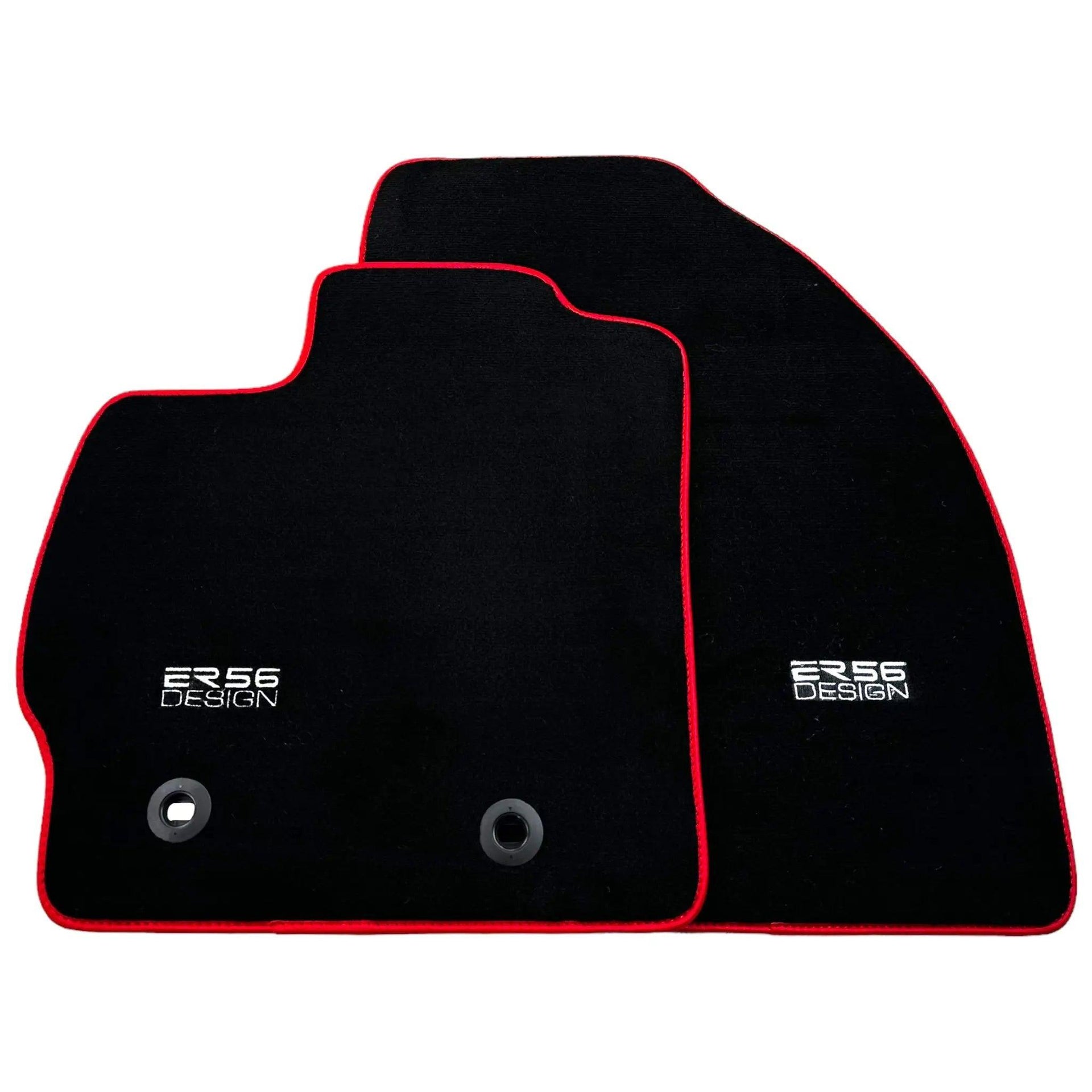 Black Floor Mats for Toyota Prius (2009-2012) ER56 Design with Red Trim - AutoWin