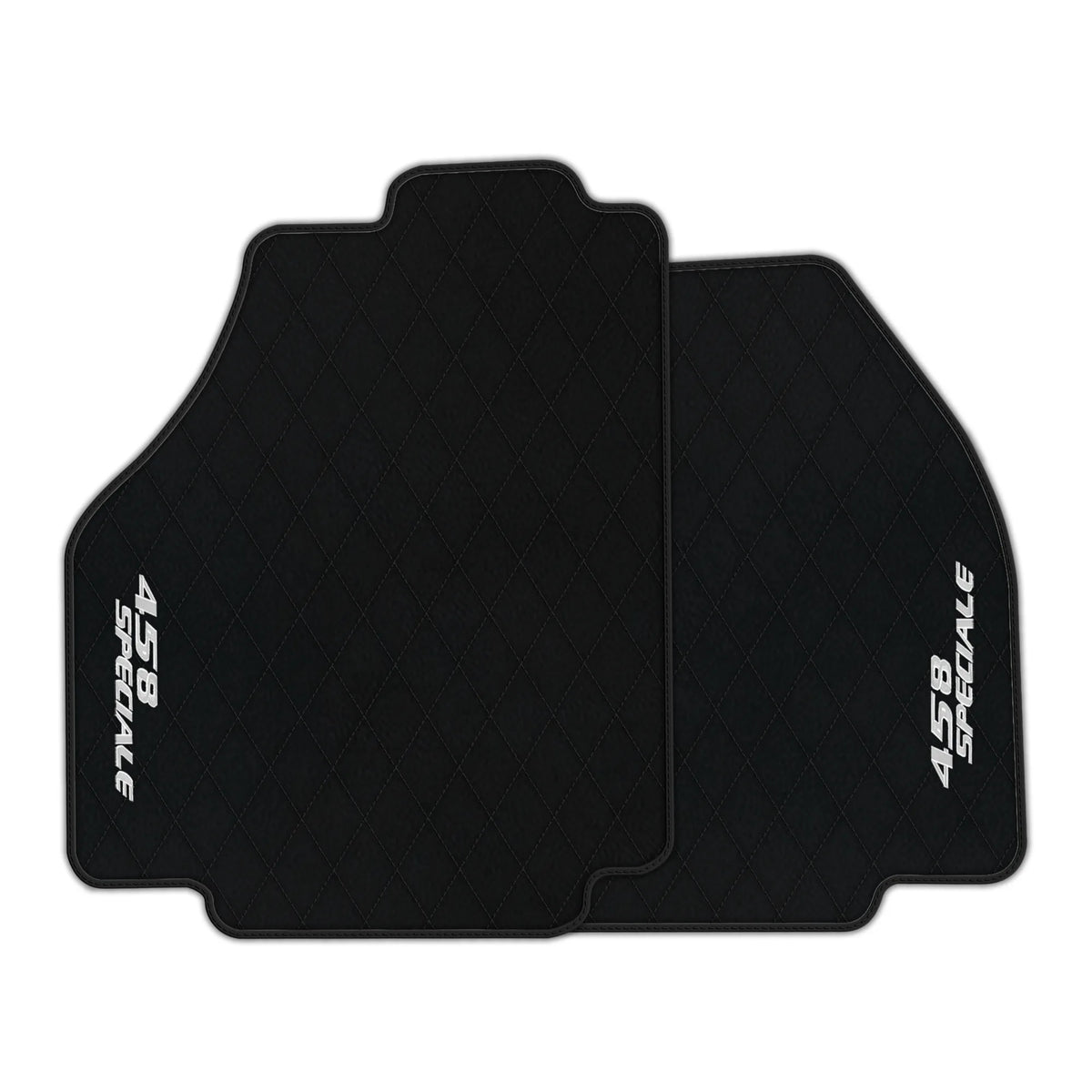 Black Leather Floor Mats for Ferrari 458 Speciale (2012-2015) with Single Diamond Pattern | Full Set Option