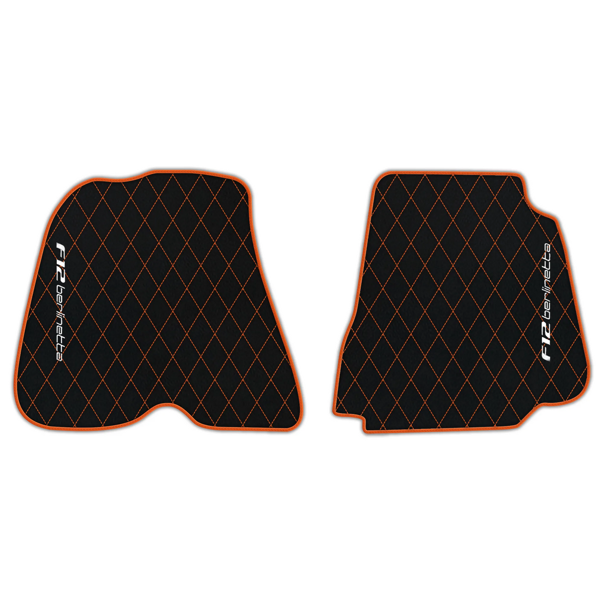 Black Leather Floor Mats for Ferrari F12 Berlinetta (2012-2022) with Single Diamond Pattern | Full Set Option