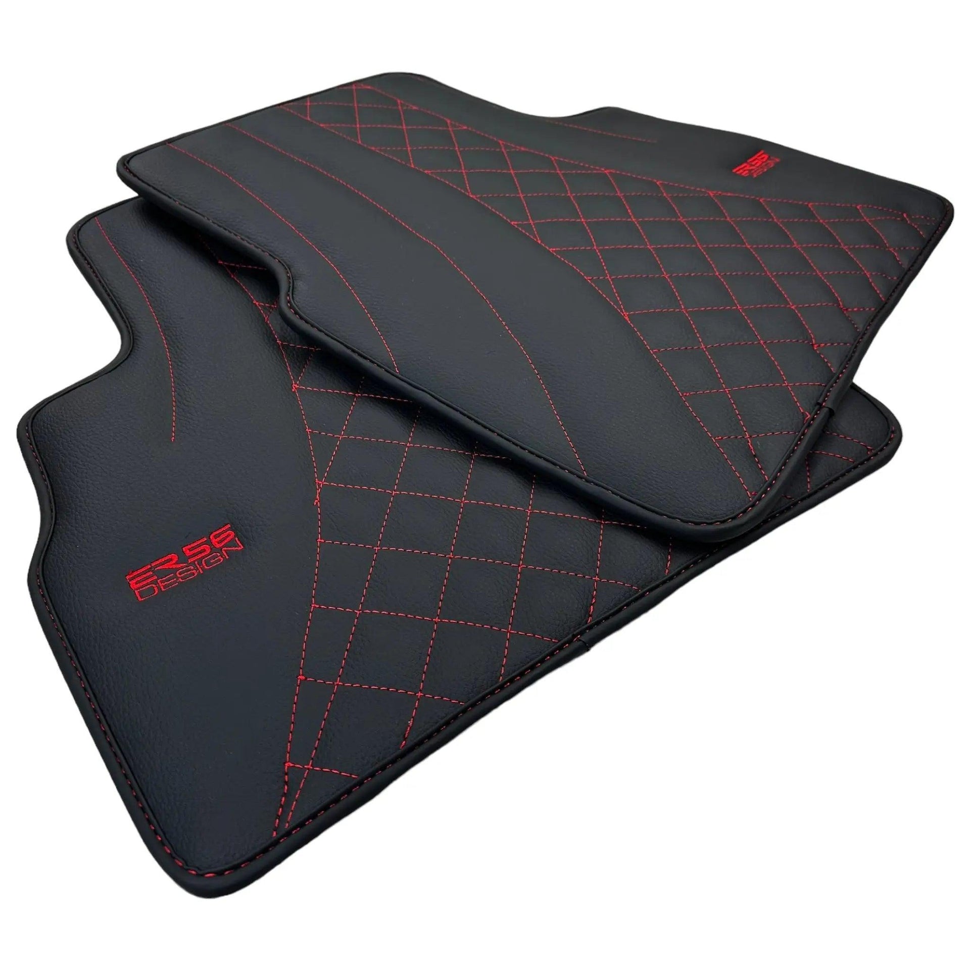 Black Leather Floor Mats for Mercedes-Benz G Class W461 (1979-2008) ER56 Design - AutoWin