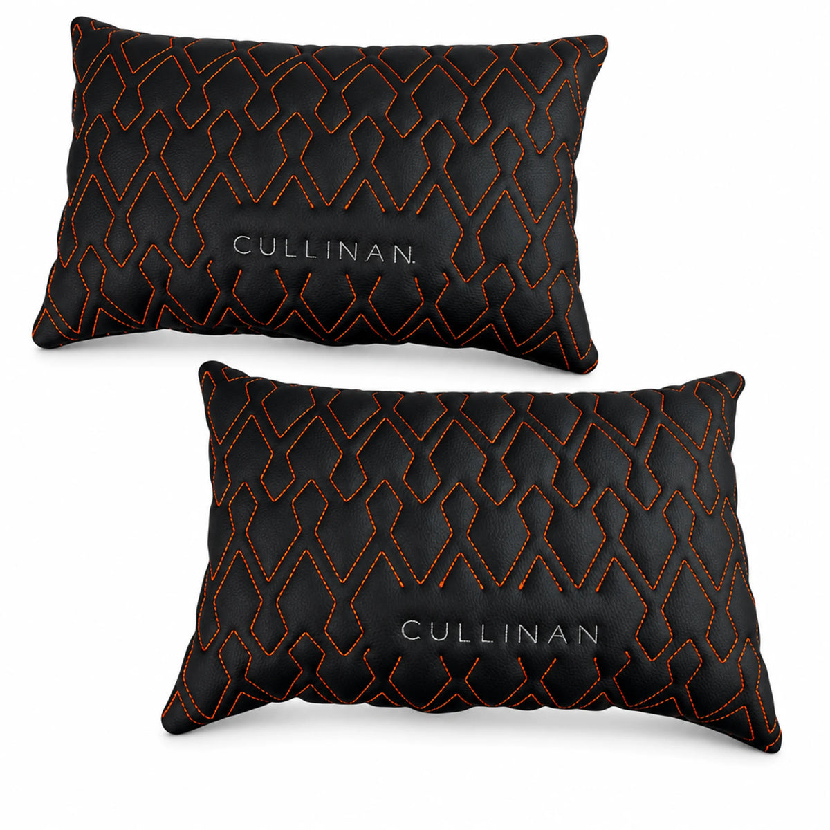 Black Leather Pillows Set of 2 for Rolls-Royce Cullinan | Orange Sewing