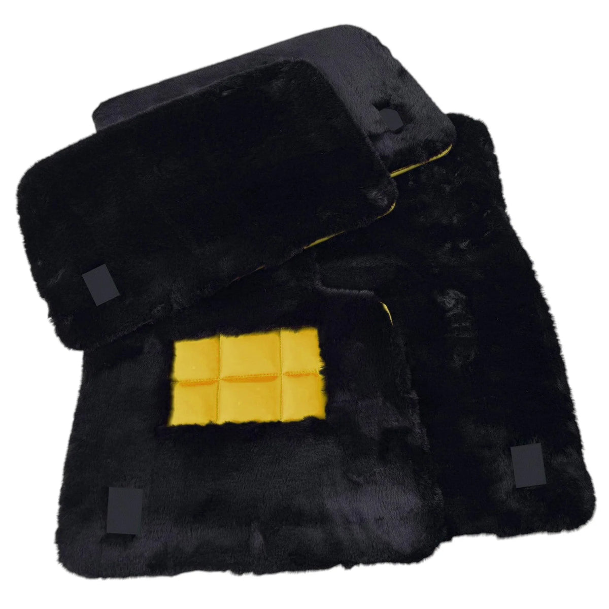Black Sheepskin Floor Mats for Rolls Royce Shadow (1965-1977) Various Leather Colors