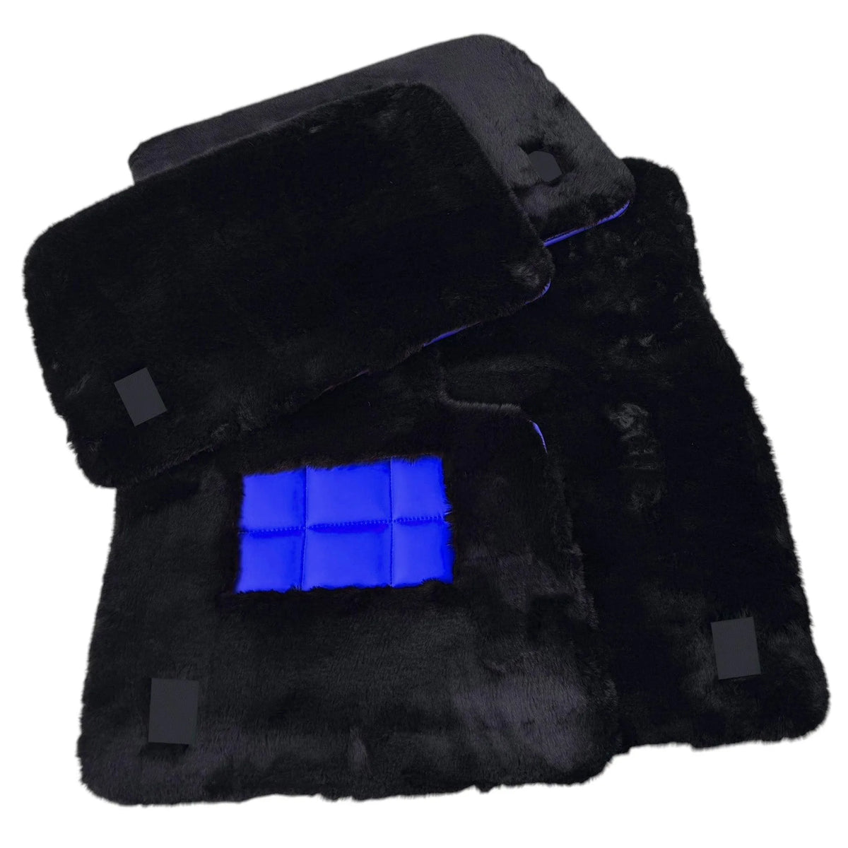 Black Sheepskin Floor Mats for Rolls Royce Shadow (1965-1977) Various Leather Colors