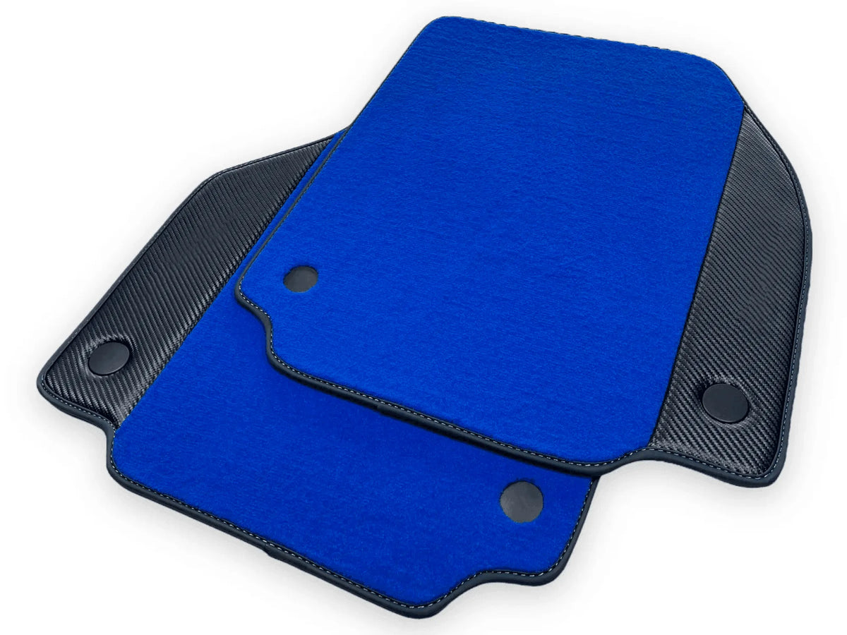 Blue Floor Mats For Ferrari 458 GT2 2012-2015 Carbon Fiber Leather