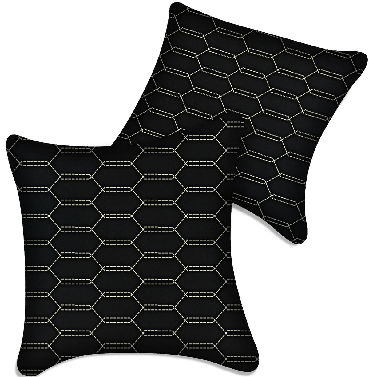 Customizable Black Leather Pillows Set of 2 for All Vehicles